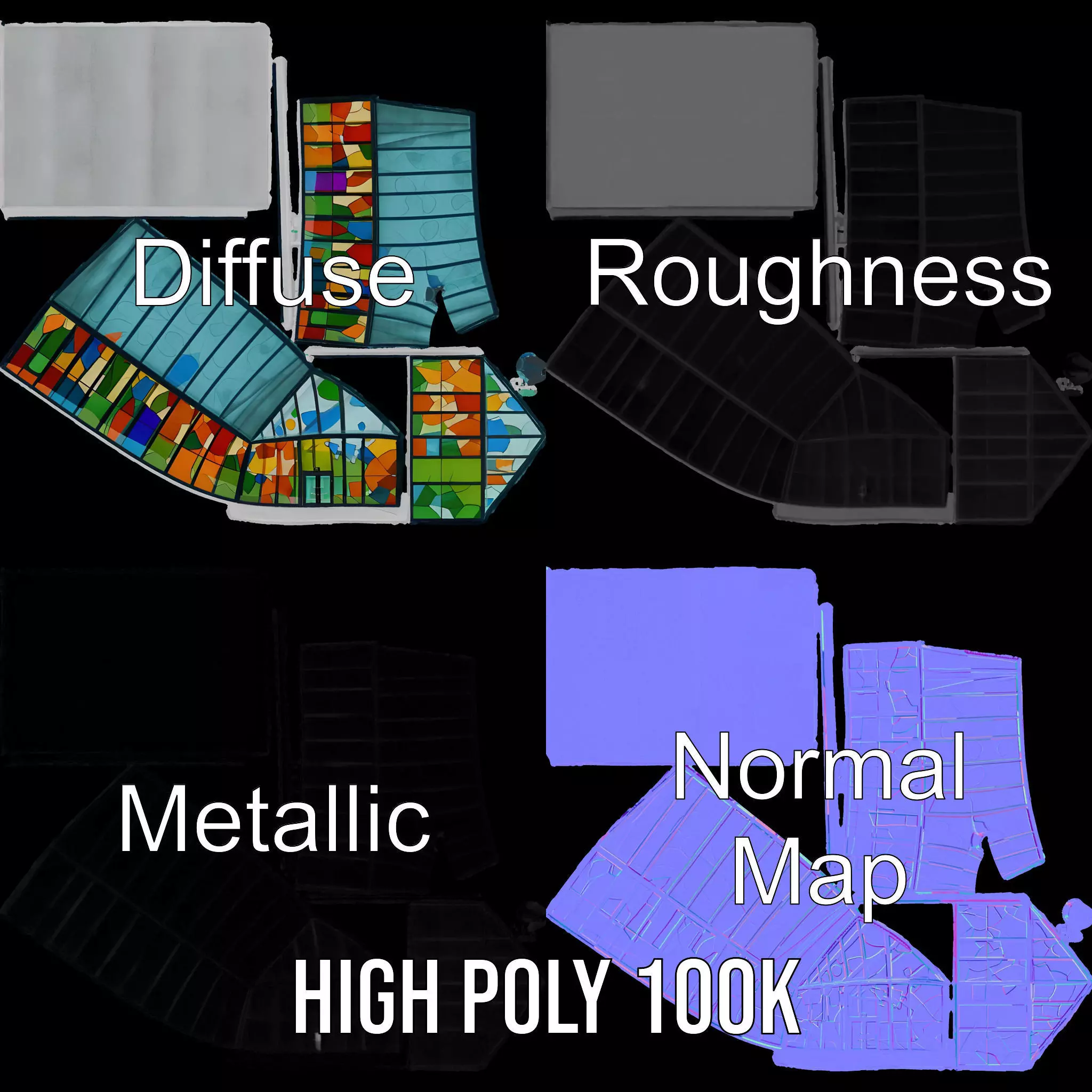 Stained Glass Pavilion model pack Low-poly 3D model_3