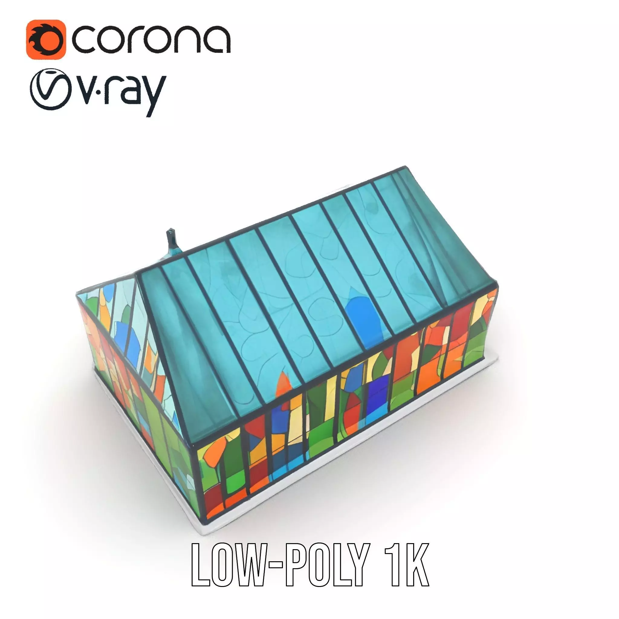 Stained Glass Pavilion model pack Low-poly 3D model_9