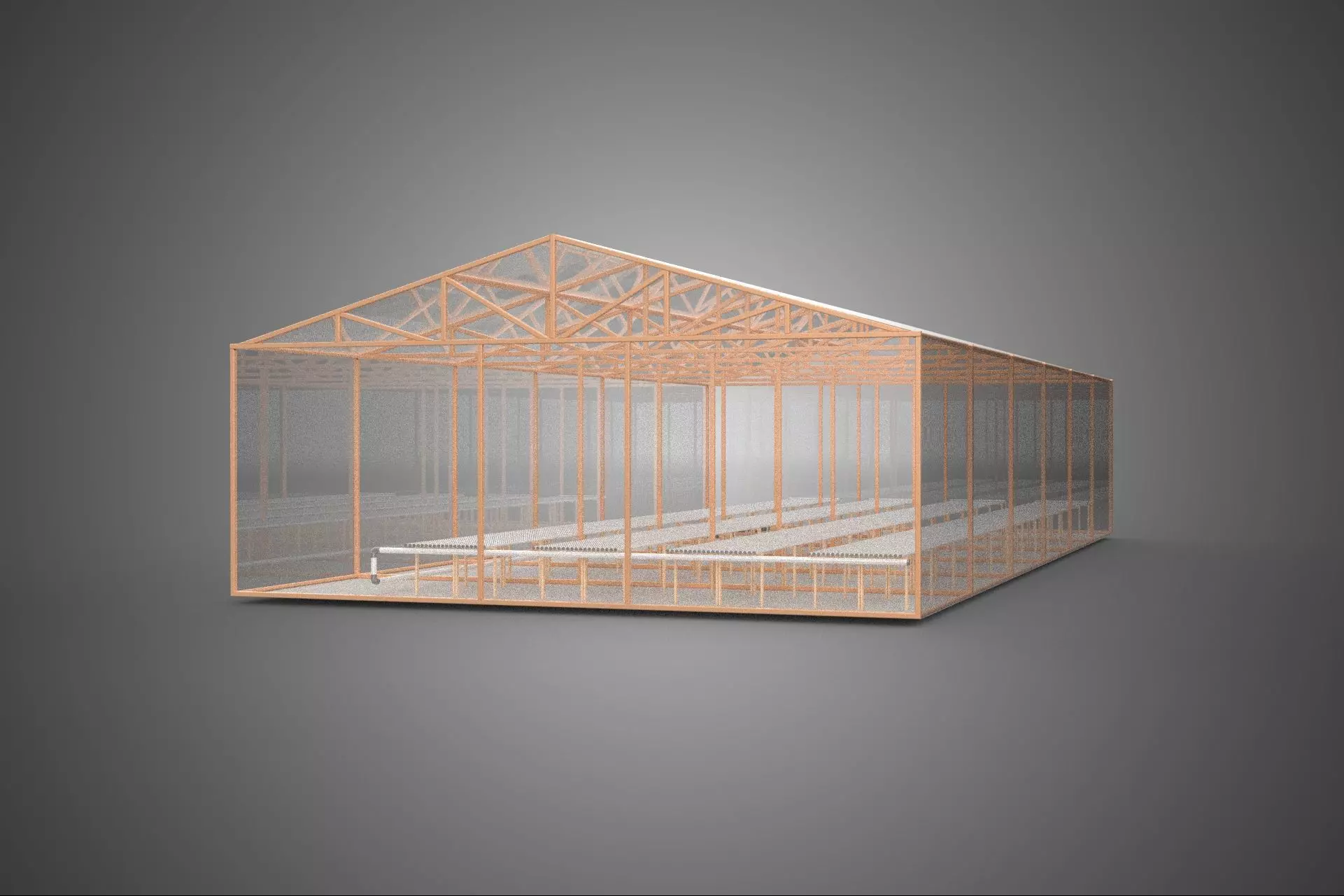 AGRICULTURE BUILDING LAYOUT FARMING GREENHOUSE HYDROPONIC GARDEN 3D model_0