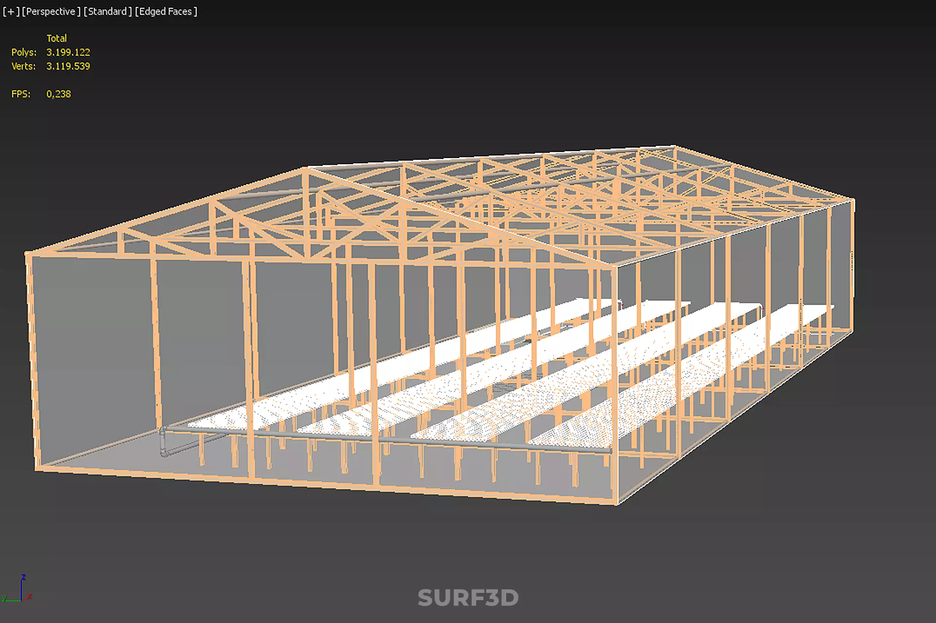 AGRICULTURE BUILDING LAYOUT FARMING GREENHOUSE HYDROPONIC GARDEN 3D model_9