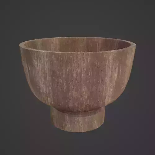Medieval Wooden Bowl 02 Low-poly 3D model 7