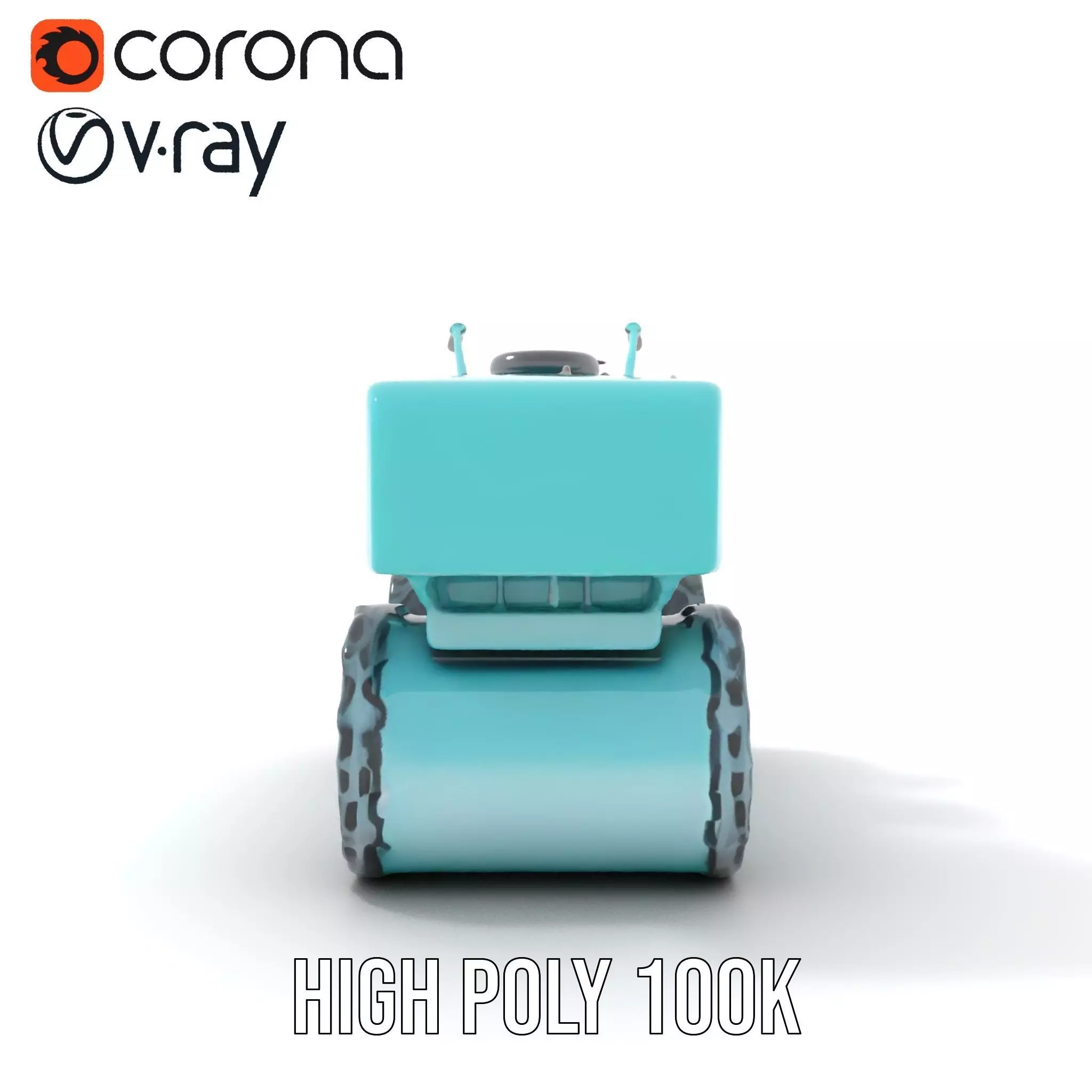 Teal Road Roller model pack Low-poly 3D model_18