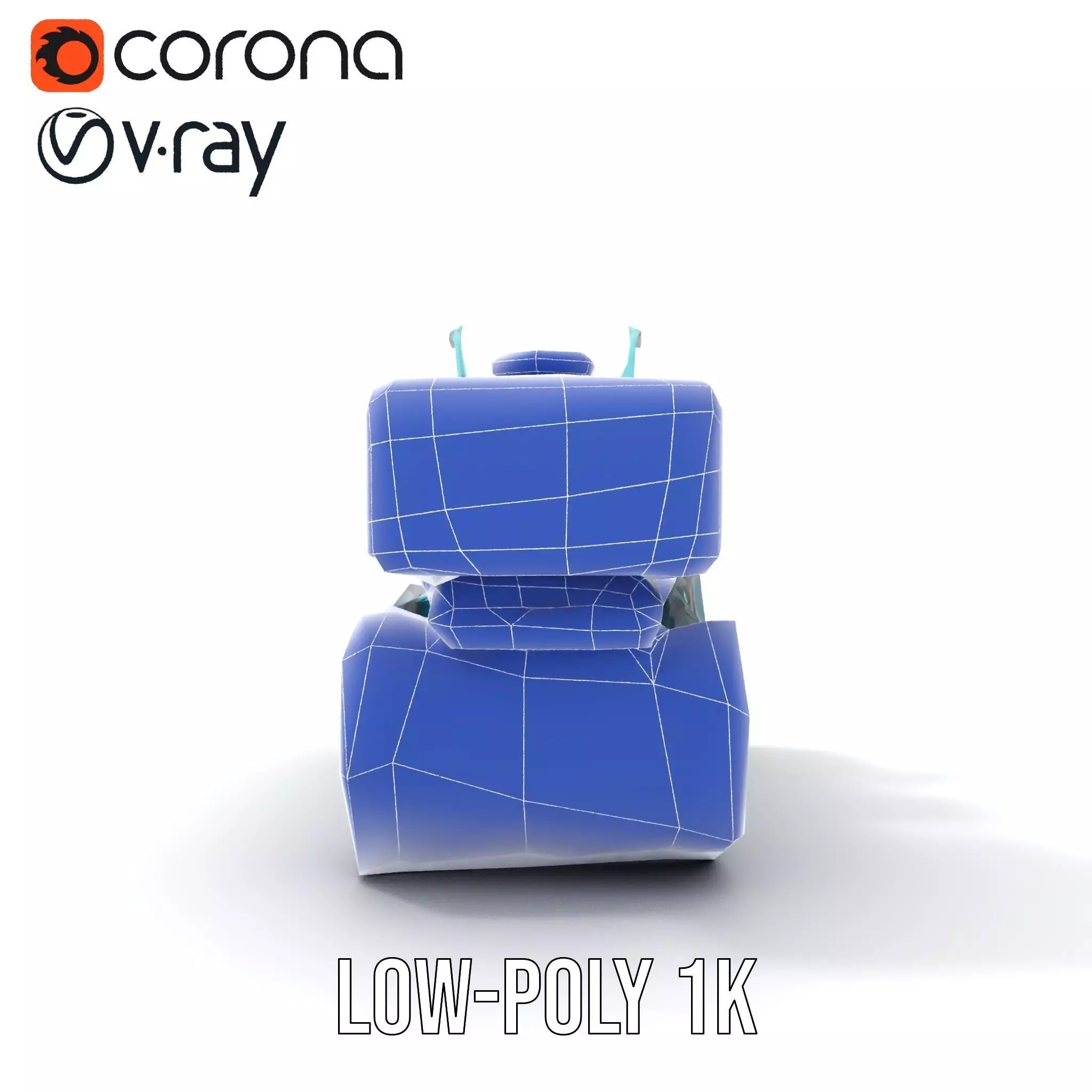 Teal Road Roller model pack Low-poly 3D model_30