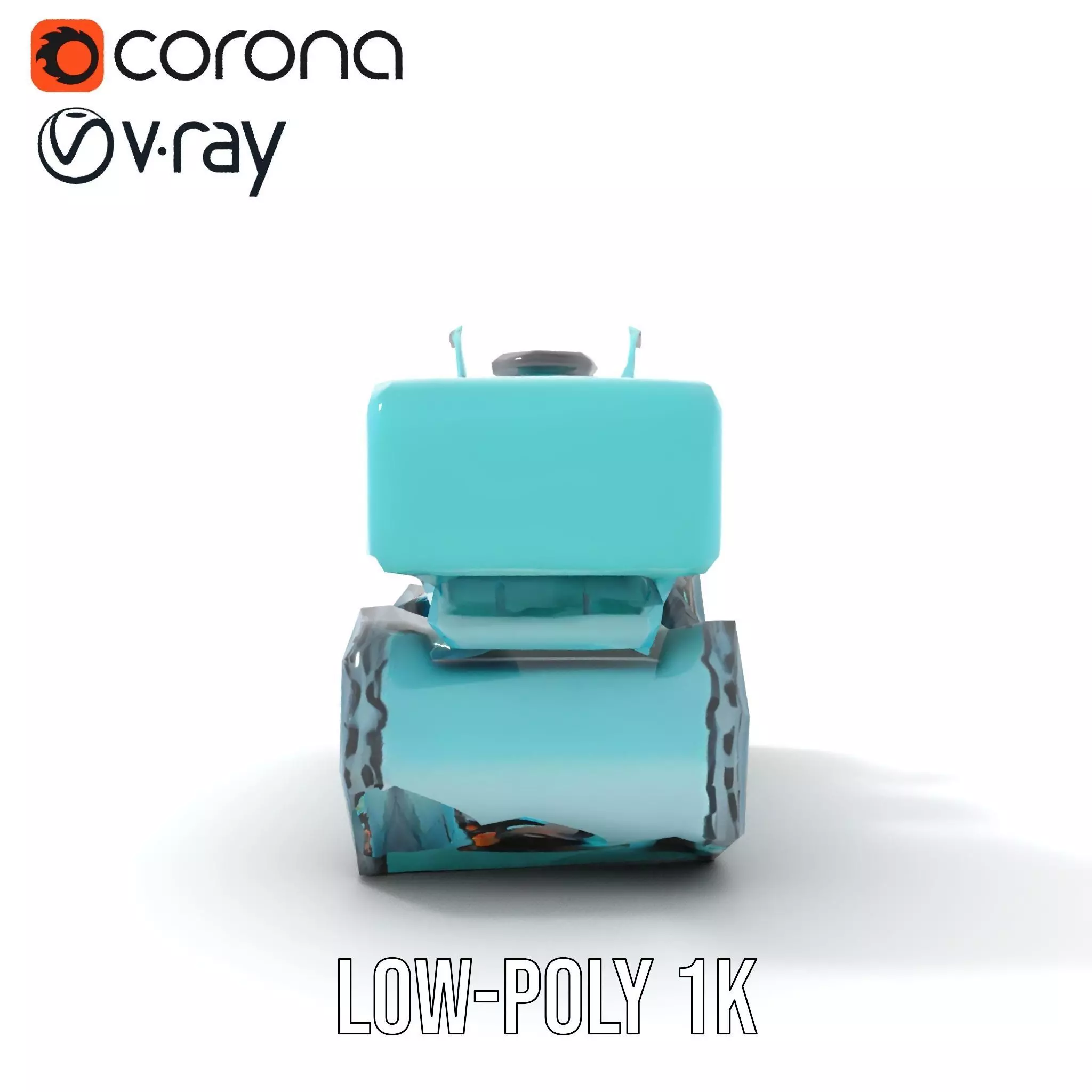 Teal Road Roller model pack Low-poly 3D model_9