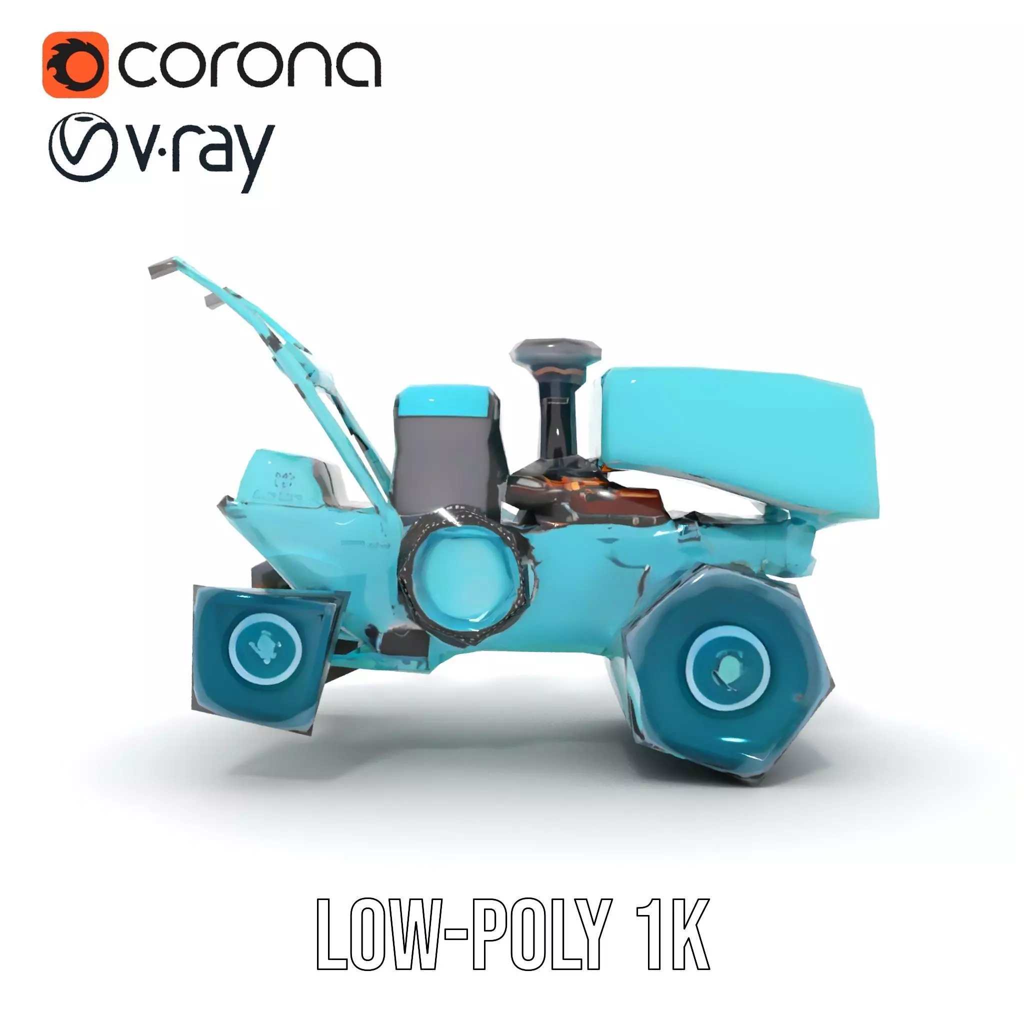 Teal Road Roller model pack Low-poly 3D model_17