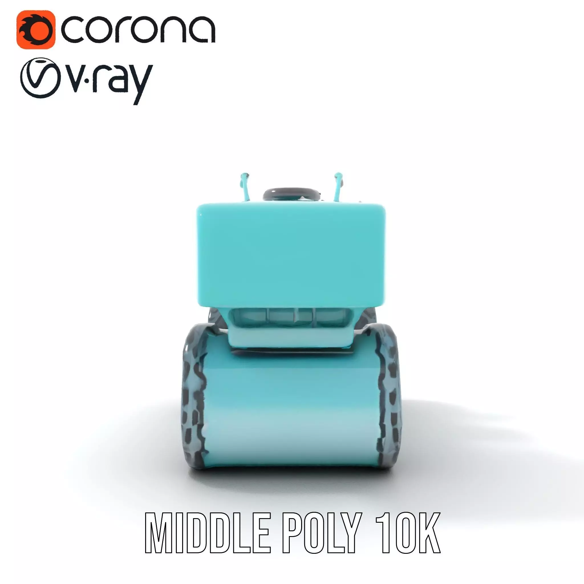 Teal Road Roller model pack Low-poly 3D model_19