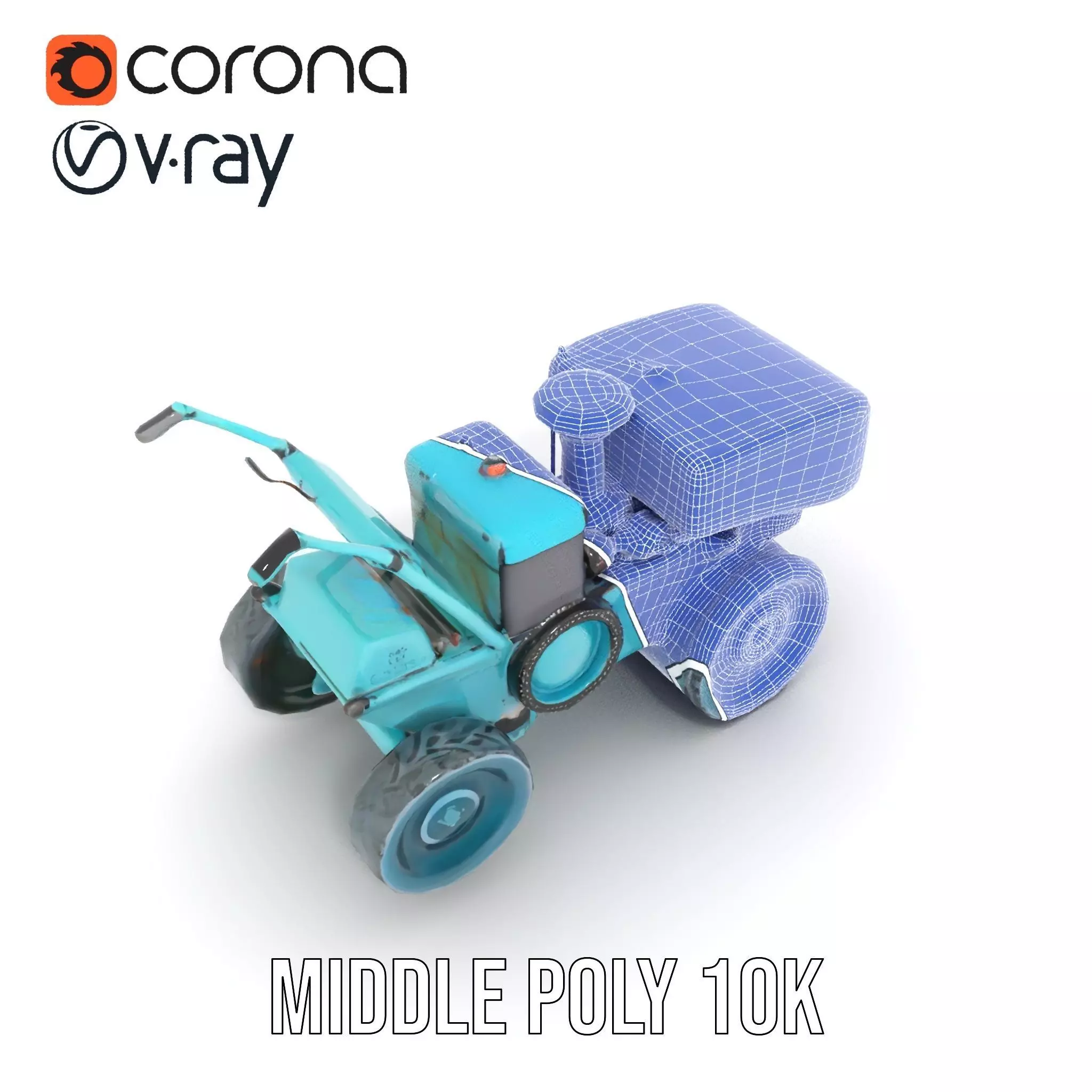 Teal Road Roller model pack Low-poly 3D model_24