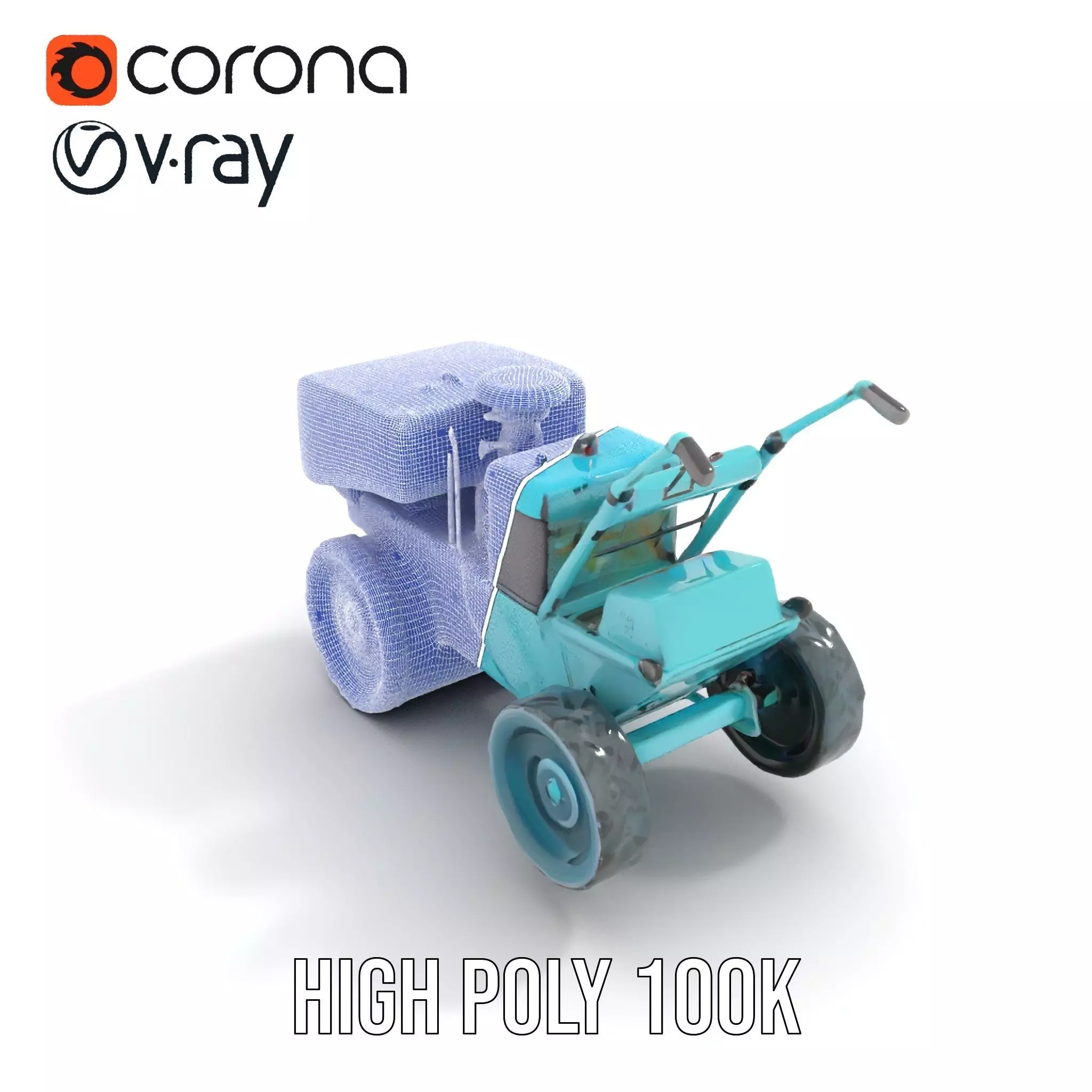 Teal Road Roller model pack Low-poly 3D model_33
