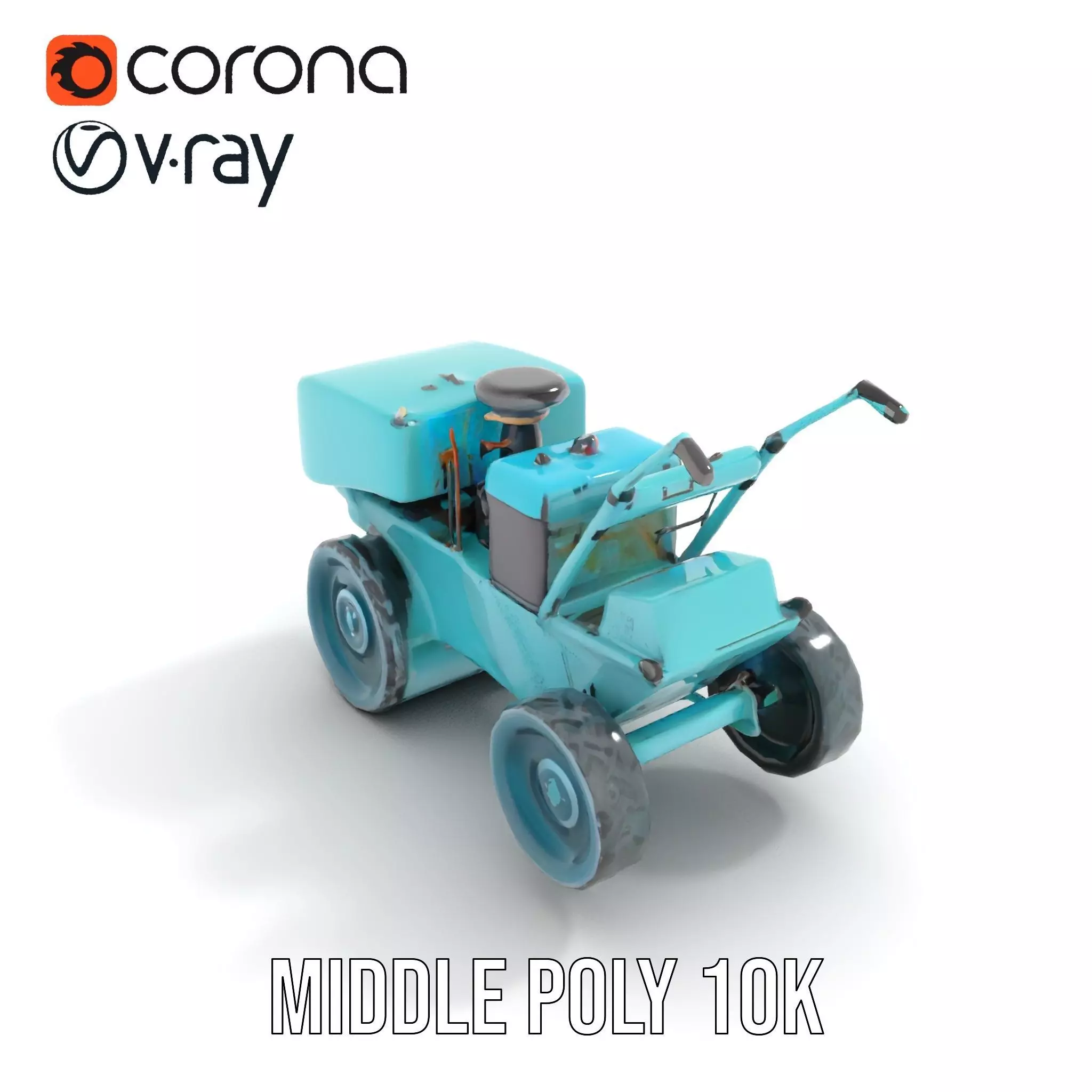 Teal Road Roller model pack Low-poly 3D model_5