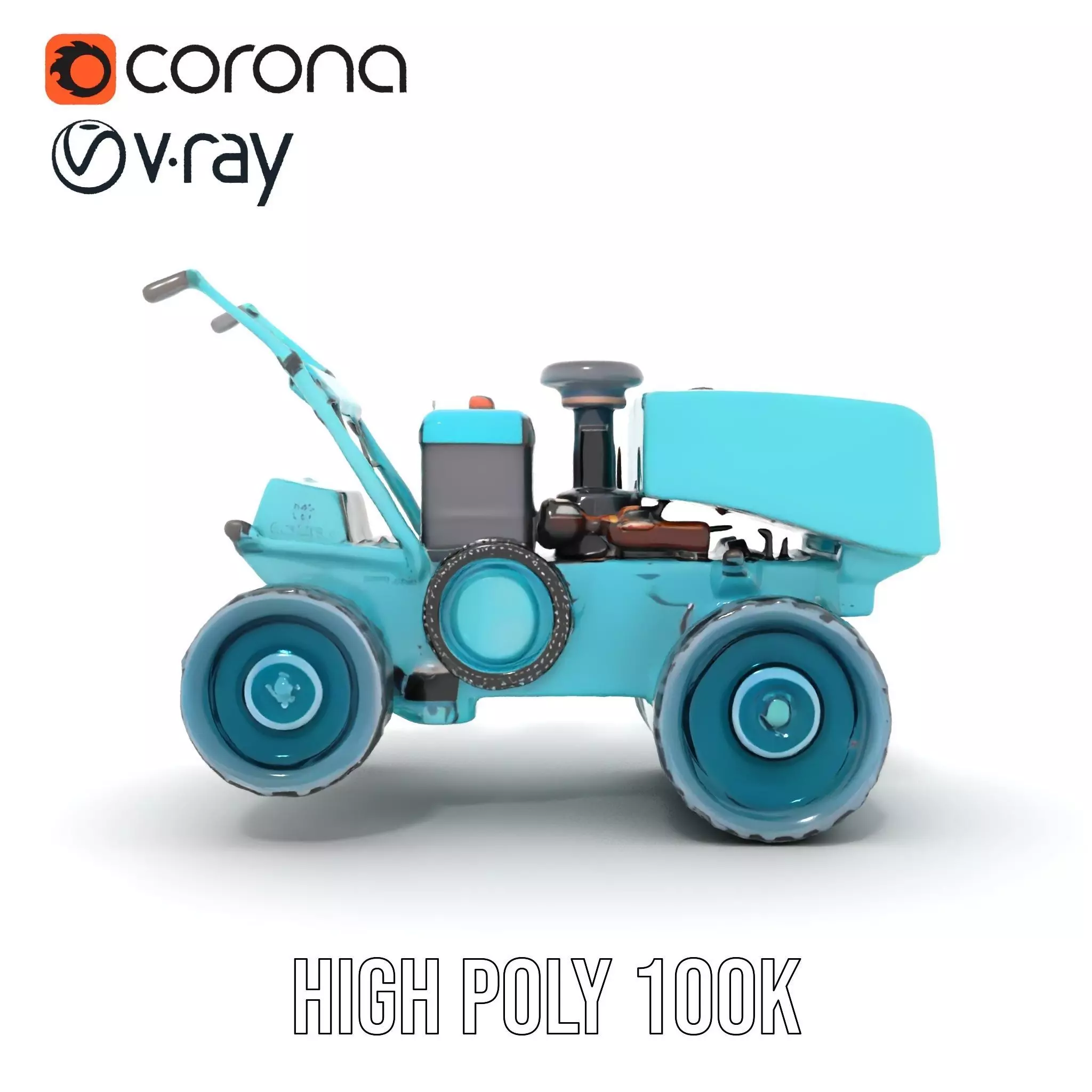 Teal Road Roller model pack Low-poly 3D model_28