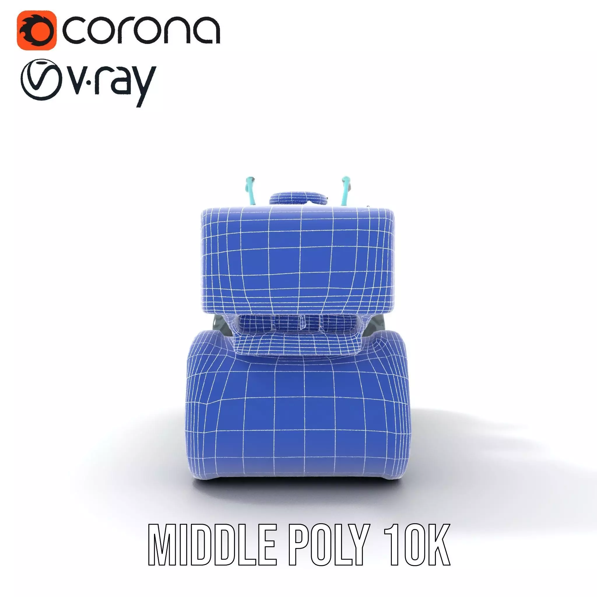 Teal Road Roller model pack Low-poly 3D model_22