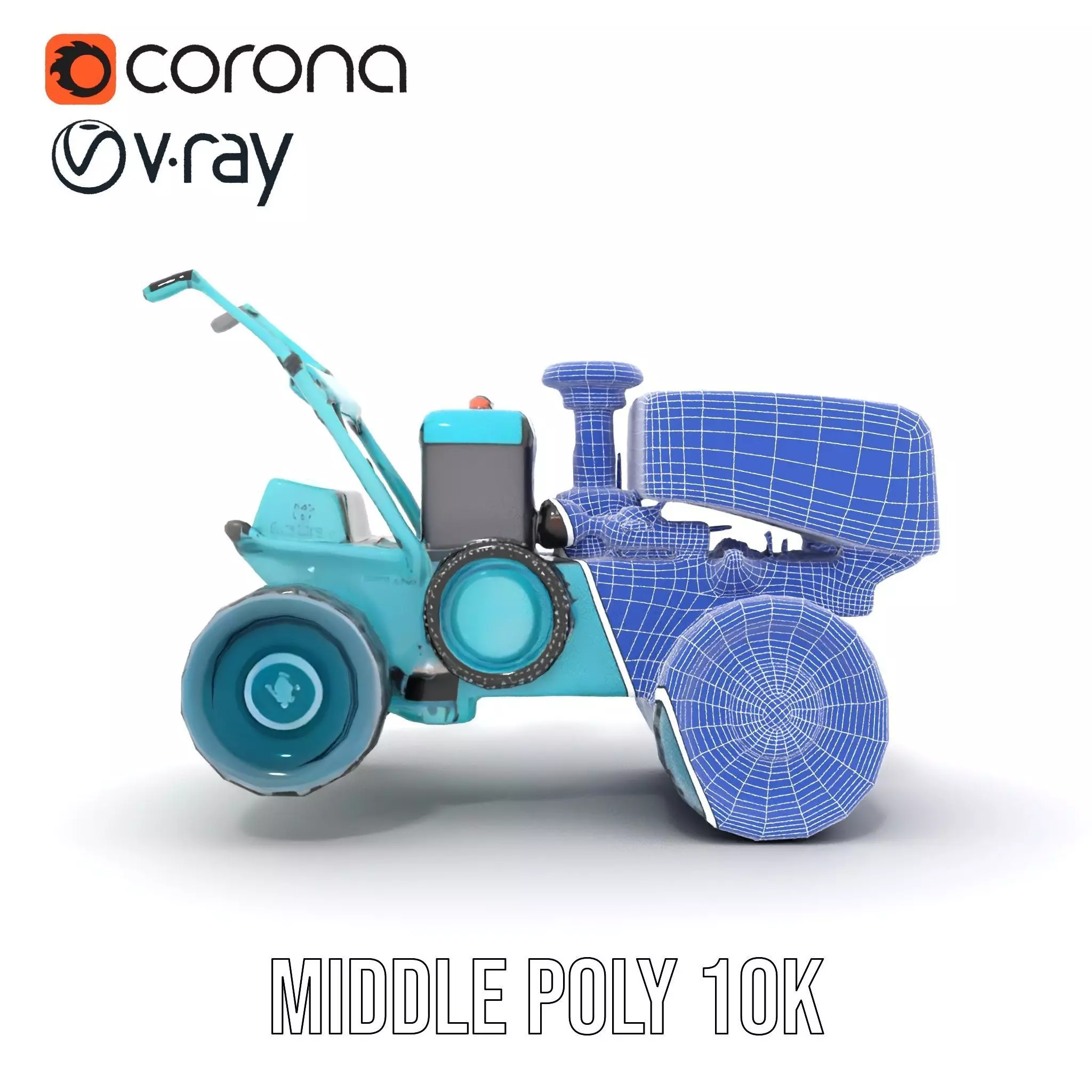Teal Road Roller model pack Low-poly 3D model_26