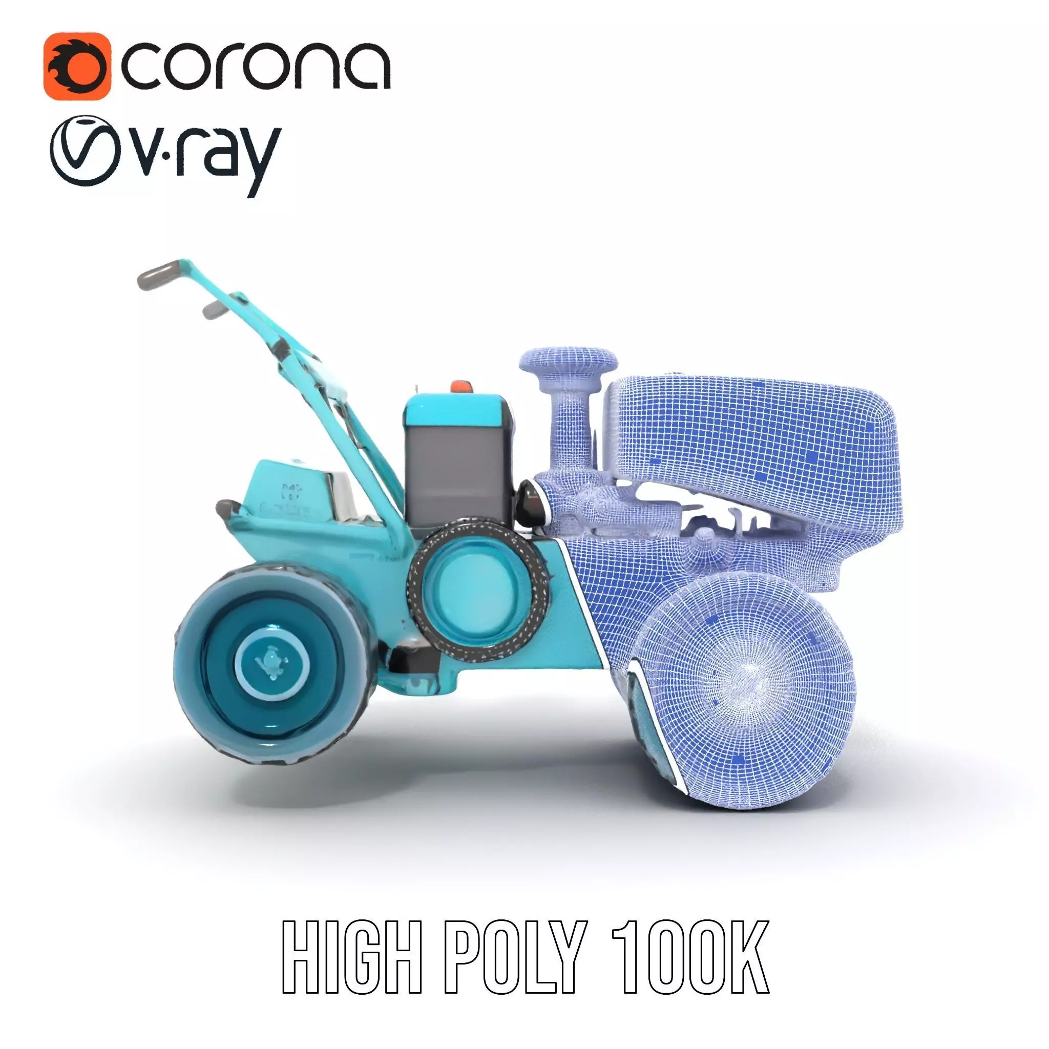 Teal Road Roller model pack Low-poly 3D model_34