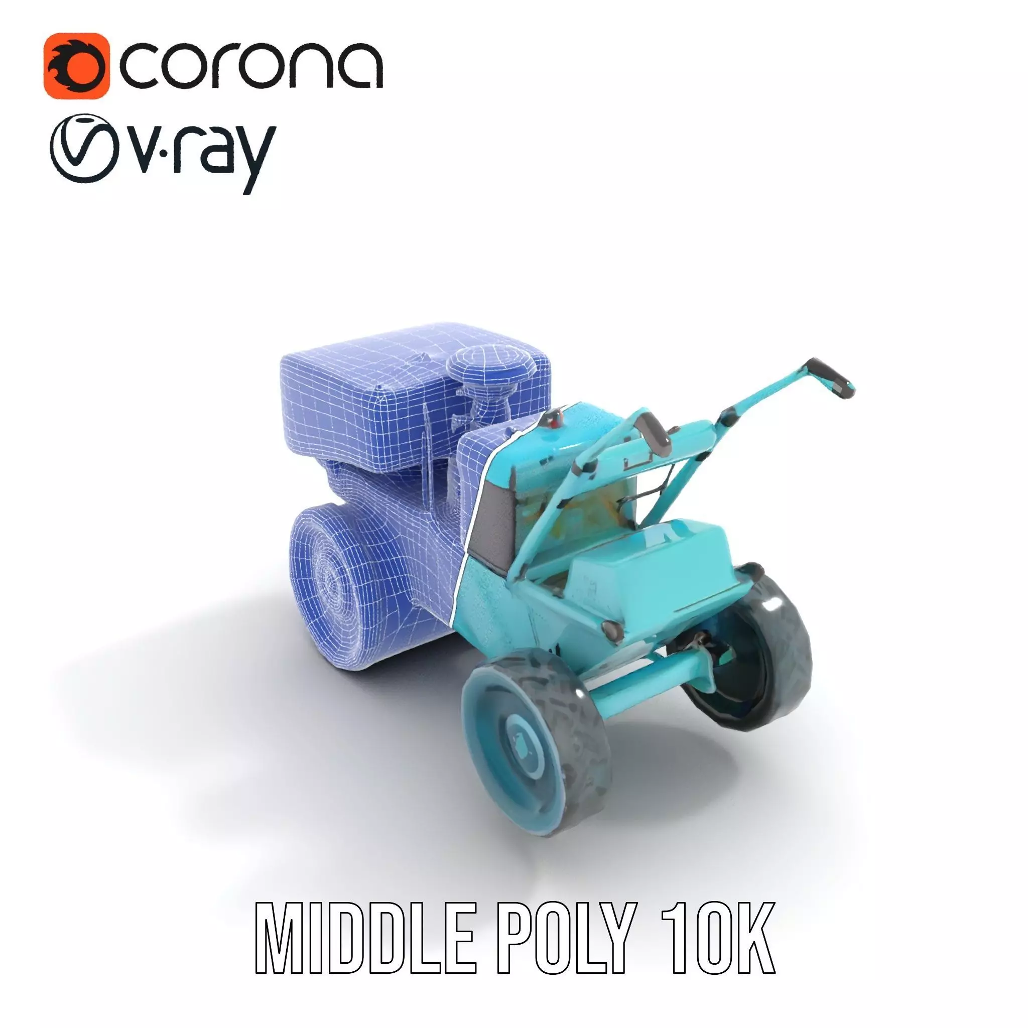 Teal Road Roller model pack Low-poly 3D model_29