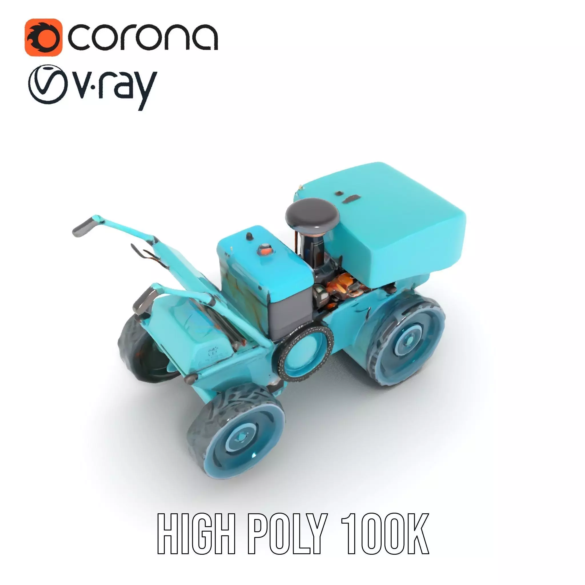 Teal Road Roller model pack Low-poly 3D model_15