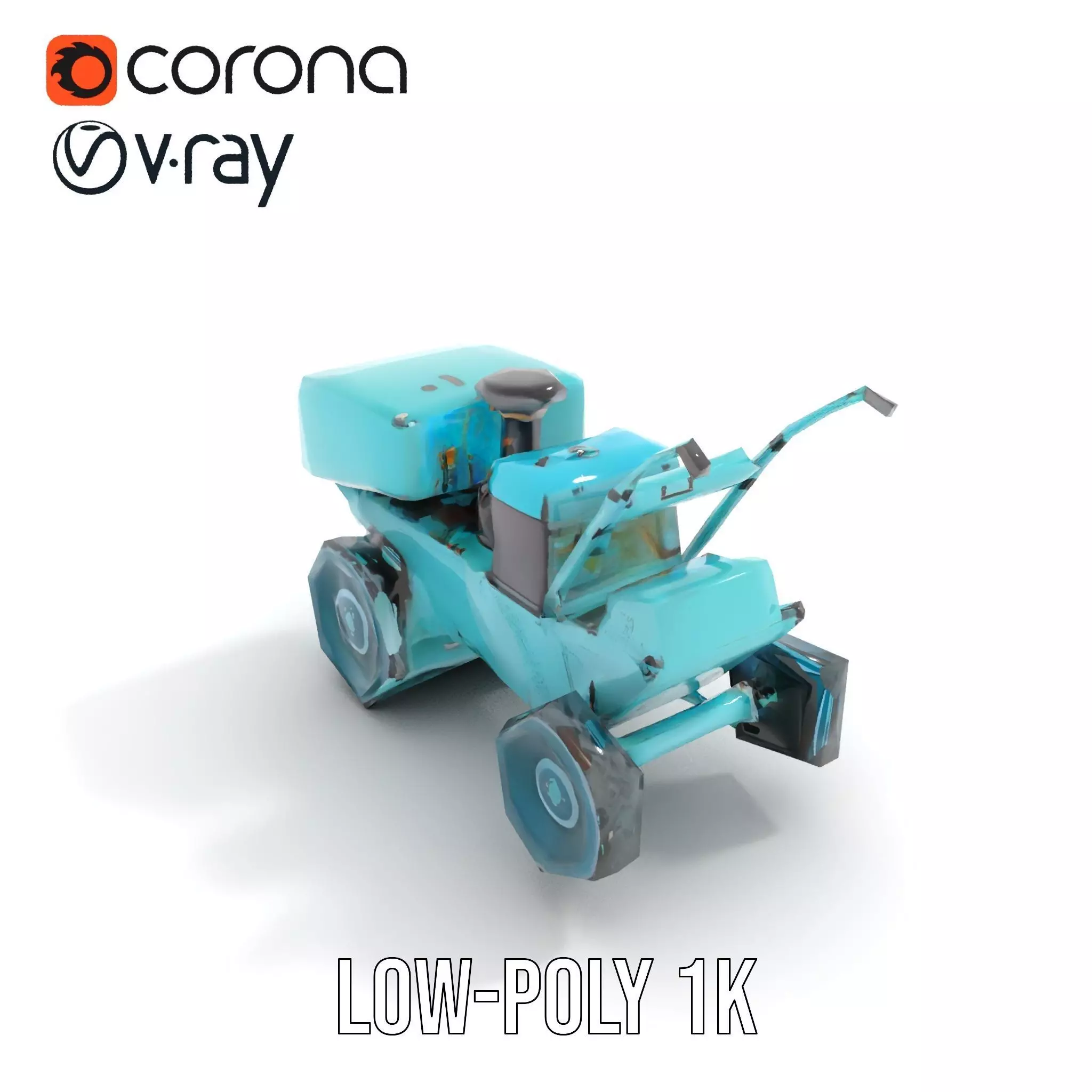 Teal Road Roller model pack Low-poly 3D model_7