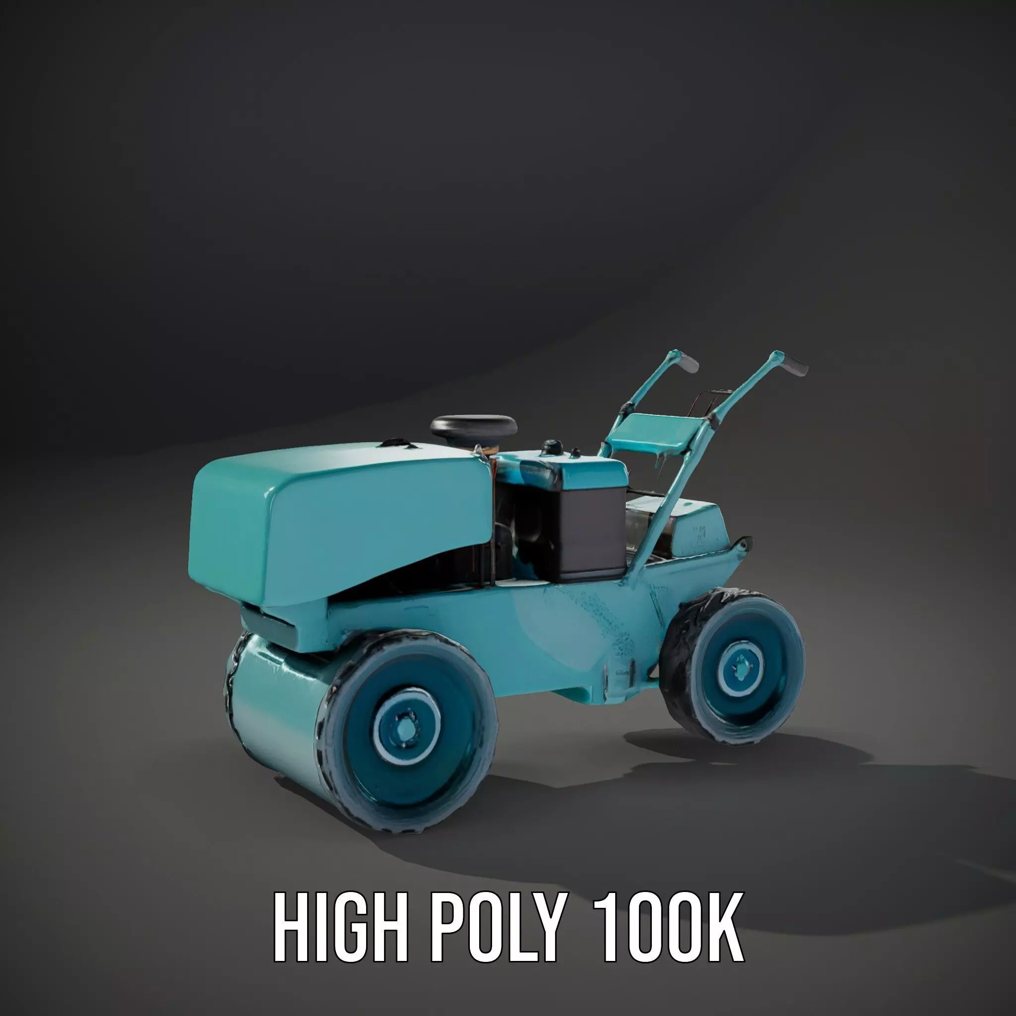 Teal Road Roller model pack Low-poly 3D model_10