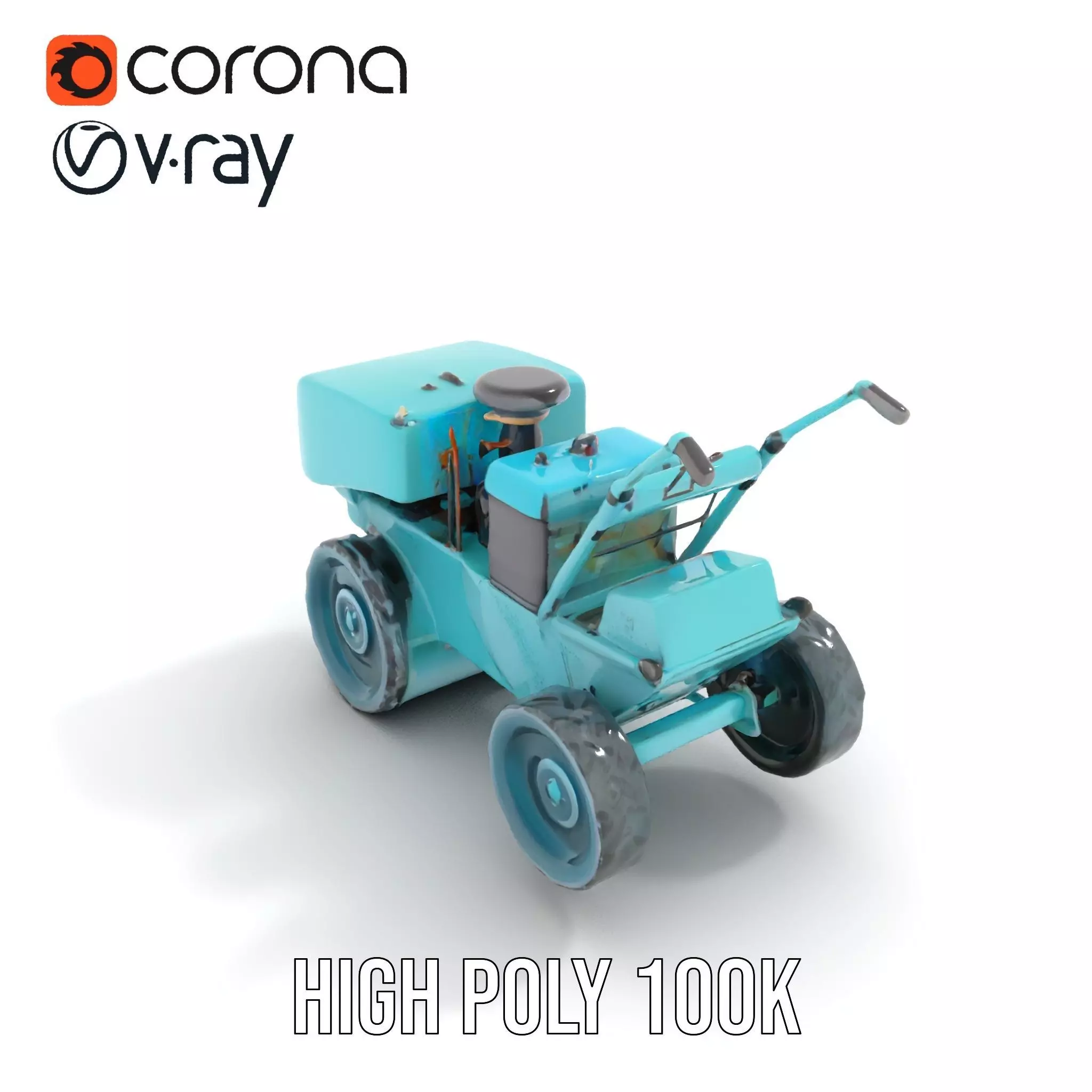 Teal Road Roller model pack Low-poly 3D model_21