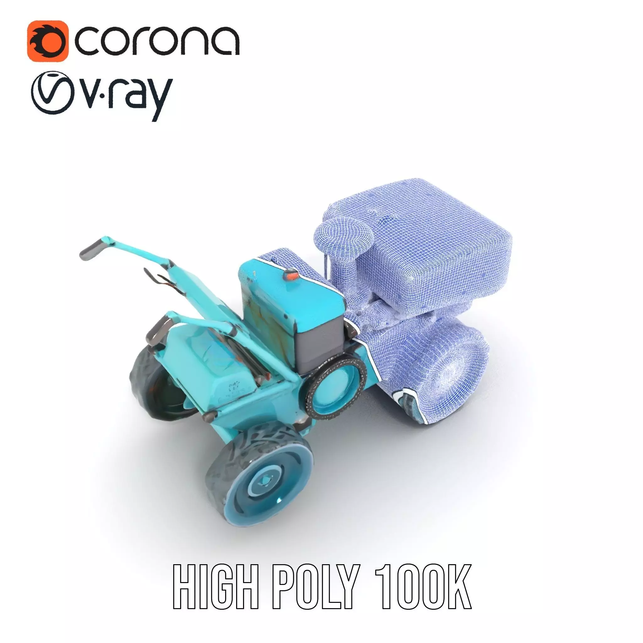 Teal Road Roller model pack Low-poly 3D model_31