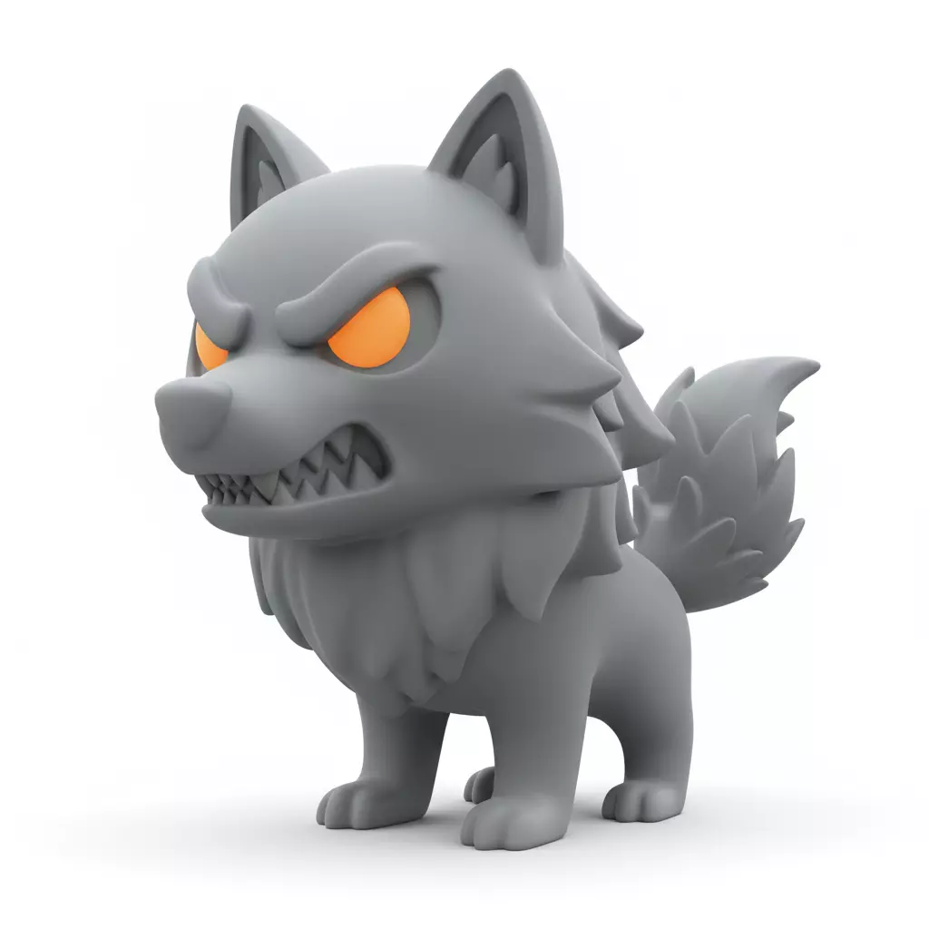 3D Model of Gray Wolf Halloween Night Creature Spooky Animal 3D print model_0