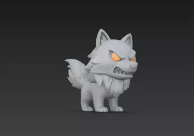 3D Model of Gray Wolf Halloween Night Creature Spooky Animal 3D print model_3