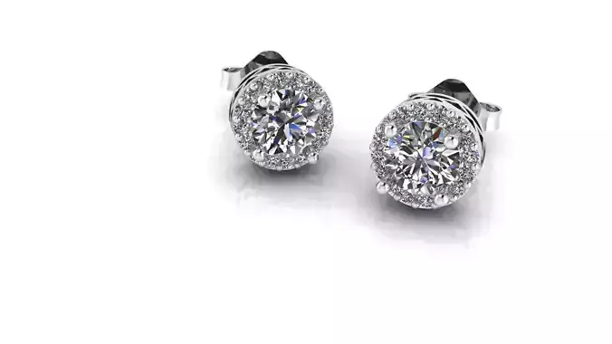 White Gold Diamonds Earrings 3D print model