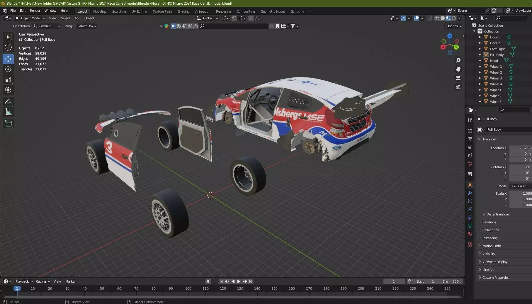 Nissan GT-RX Nismo 2024 Race Car 3D model Low-poly 3D model_16