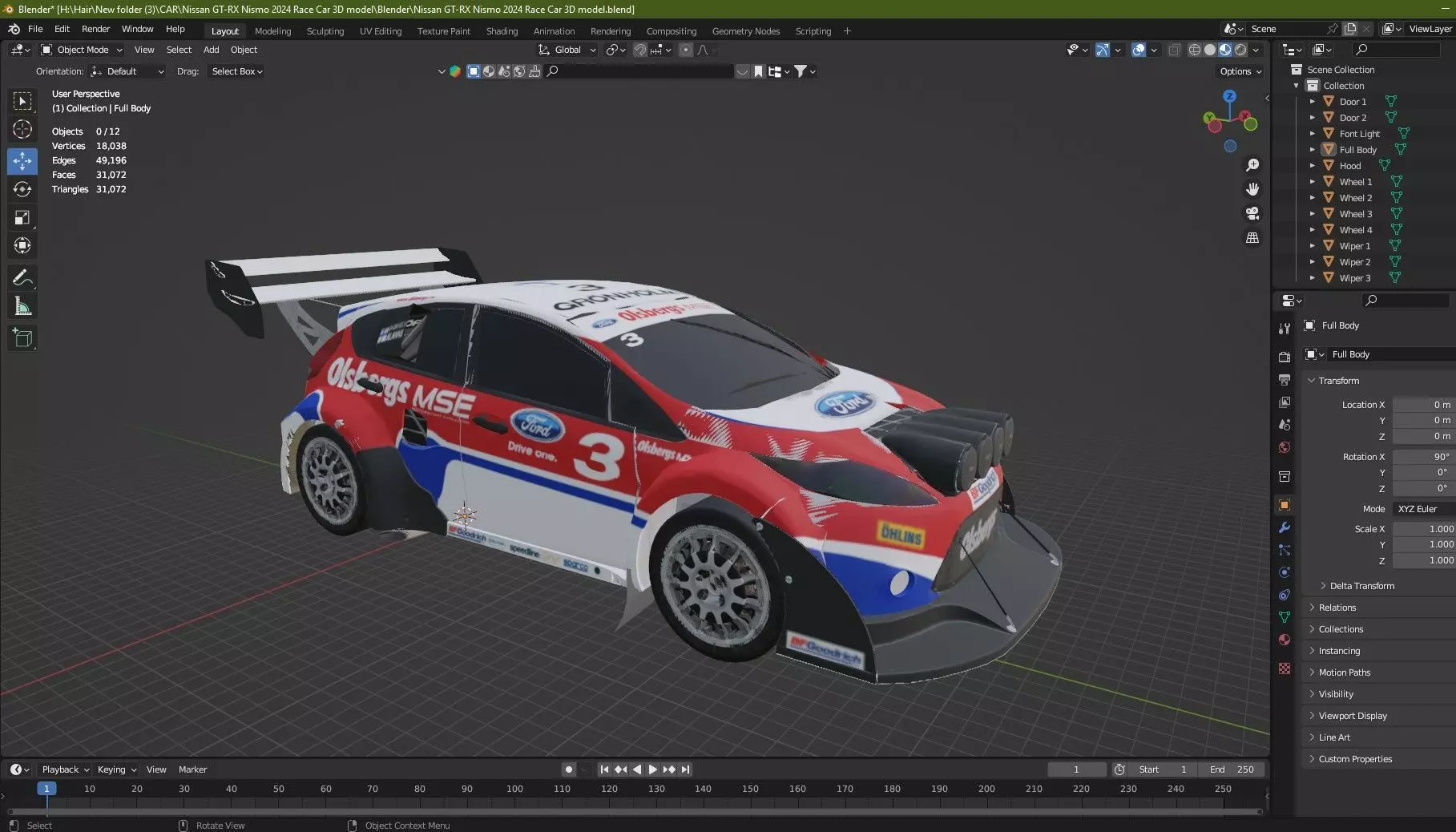 Nissan GT-RX Nismo 2024 Race Car 3D model Low-poly 3D model_17