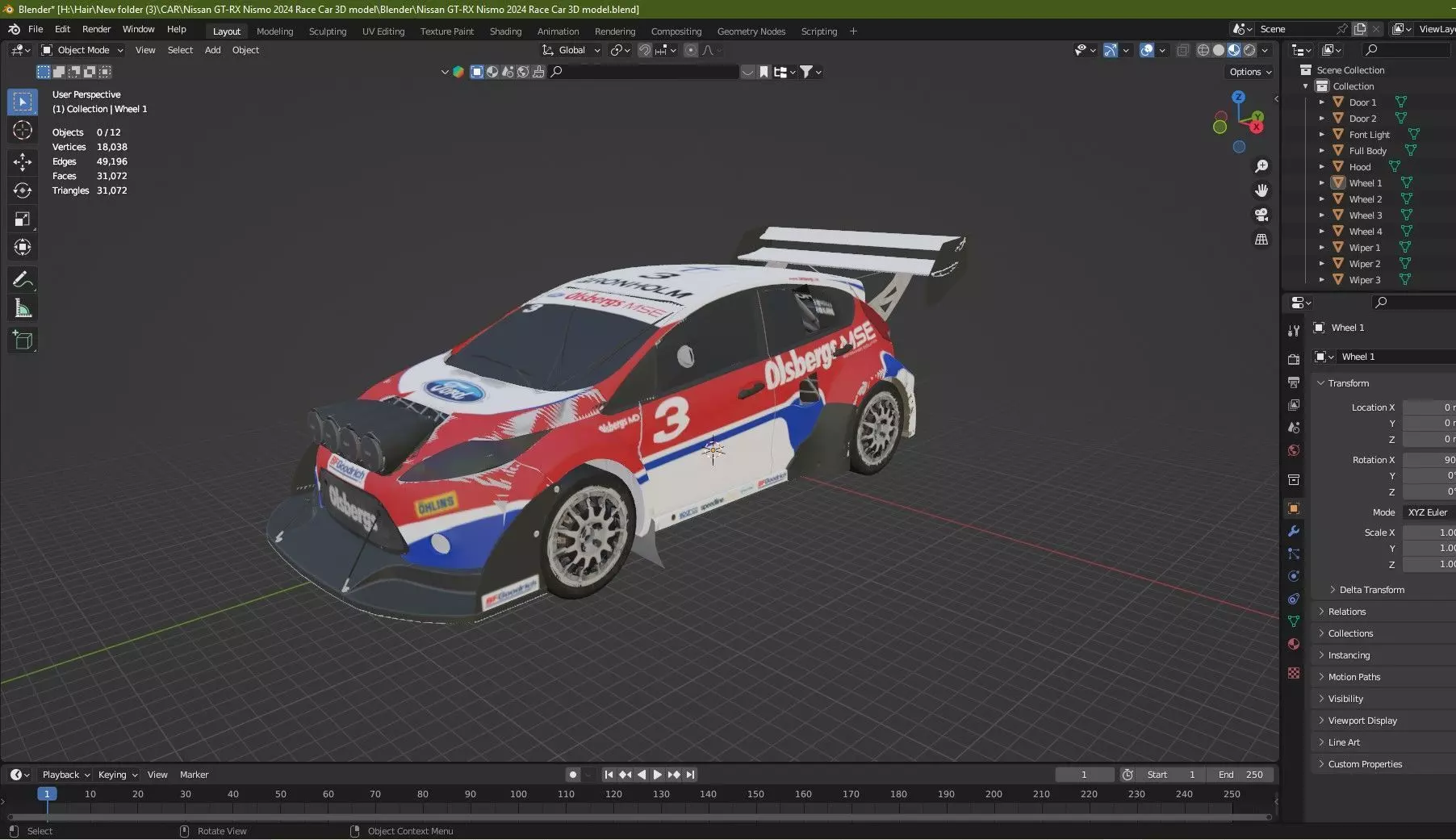 Nissan GT-RX Nismo 2024 Race Car 3D model Low-poly 3D model_18
