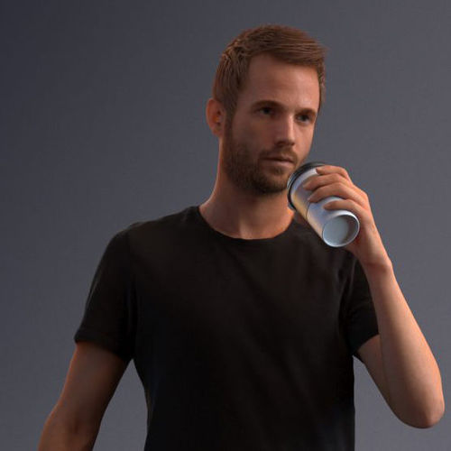 Man dressed casual walking while drinking coffee 3D model