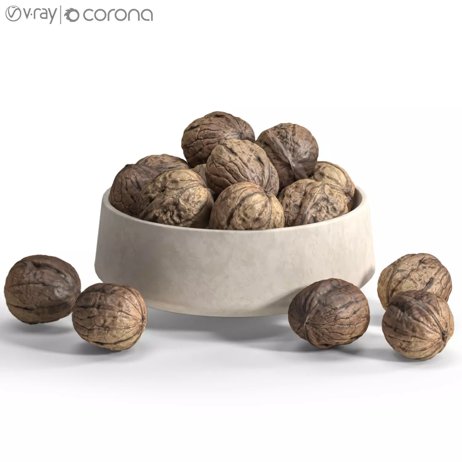 Walnut bowl 02 3D model_1