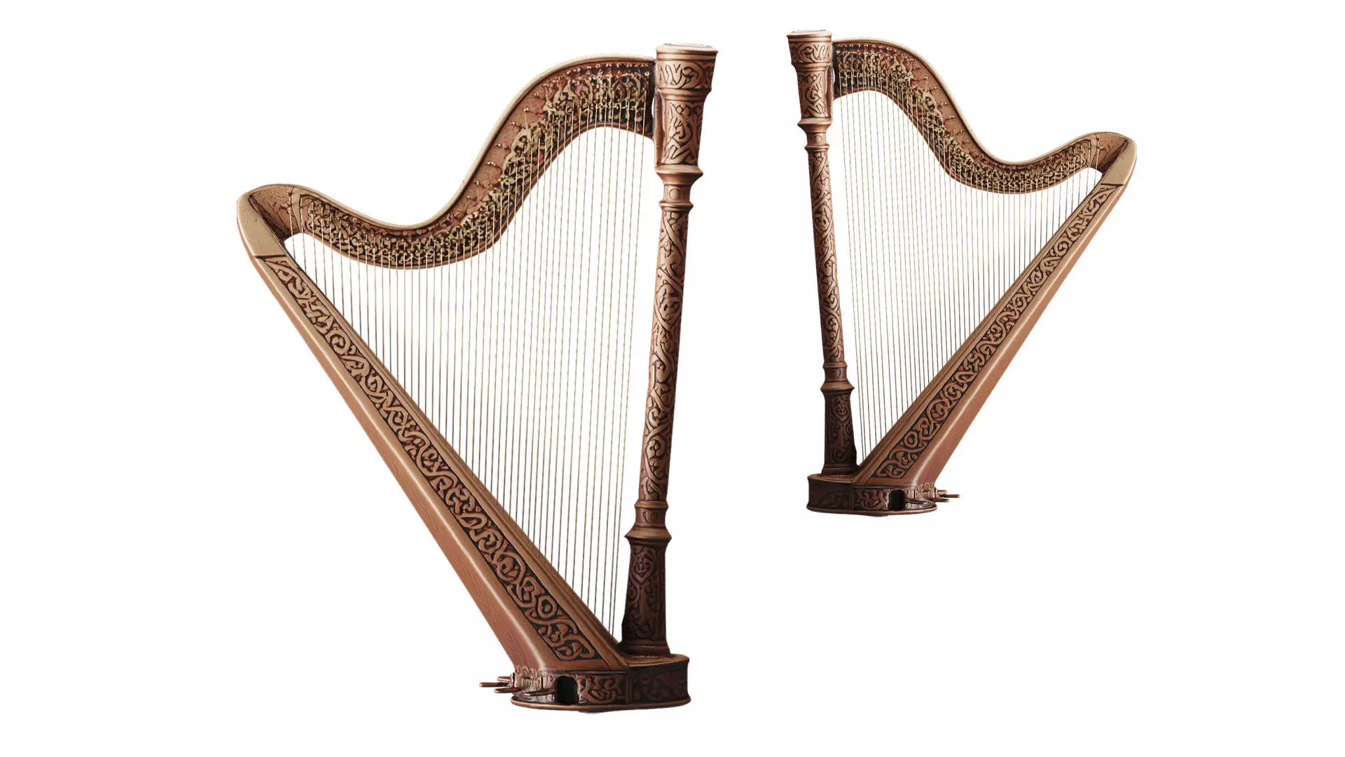 Classical Concert Harp 3D model_2