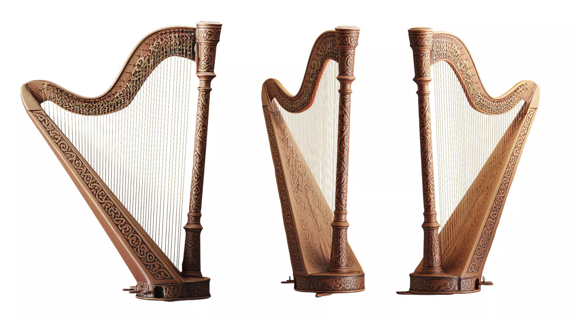 Classical Concert Harp 3D model_4