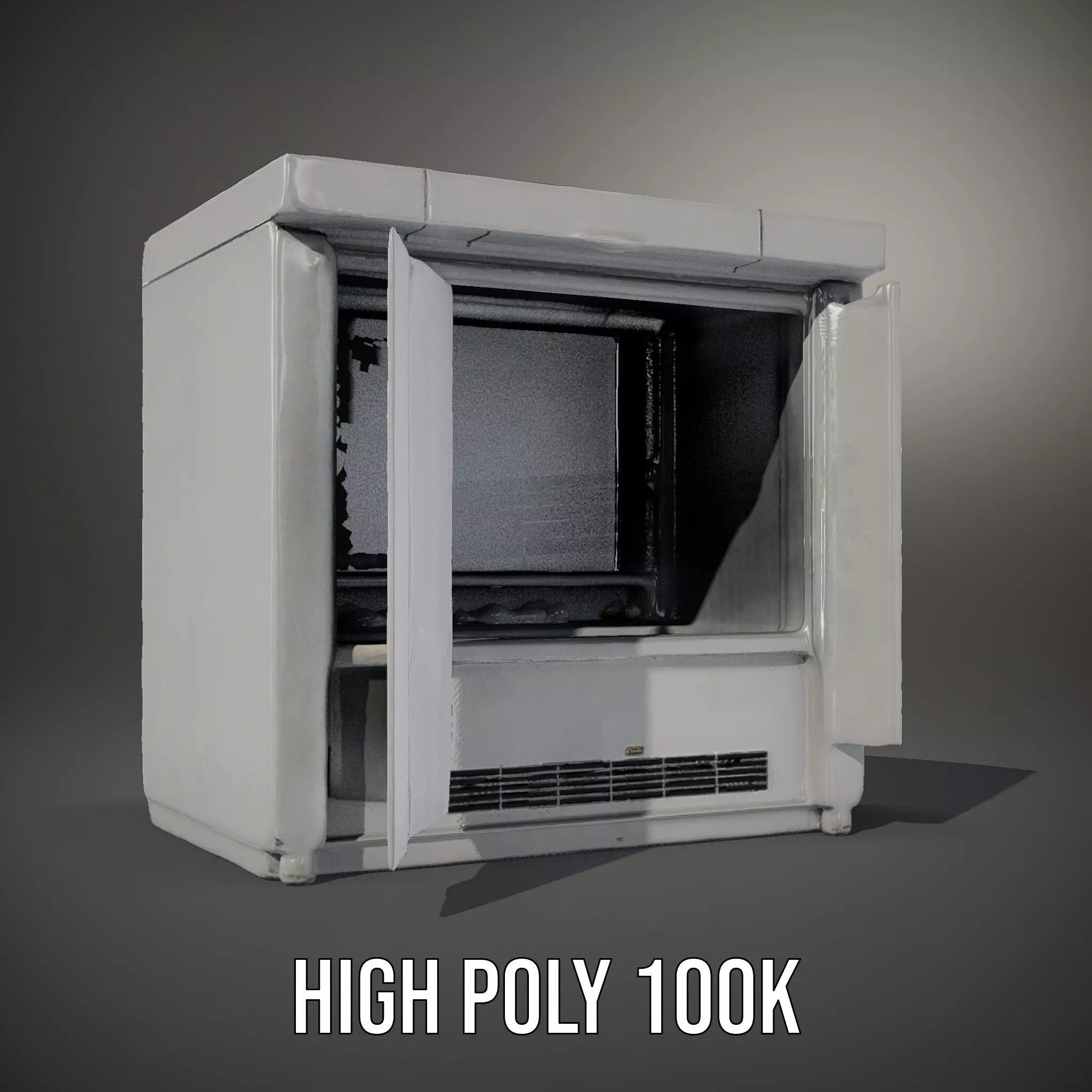Stainless Steel Freezer model pack Low-poly 3D model_10