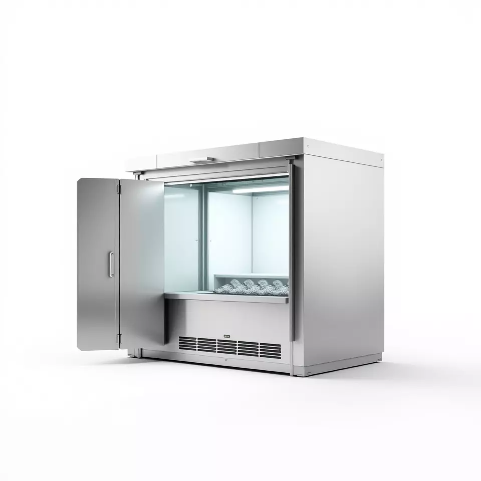 Stainless Steel Freezer model pack Low-poly 3D model_2