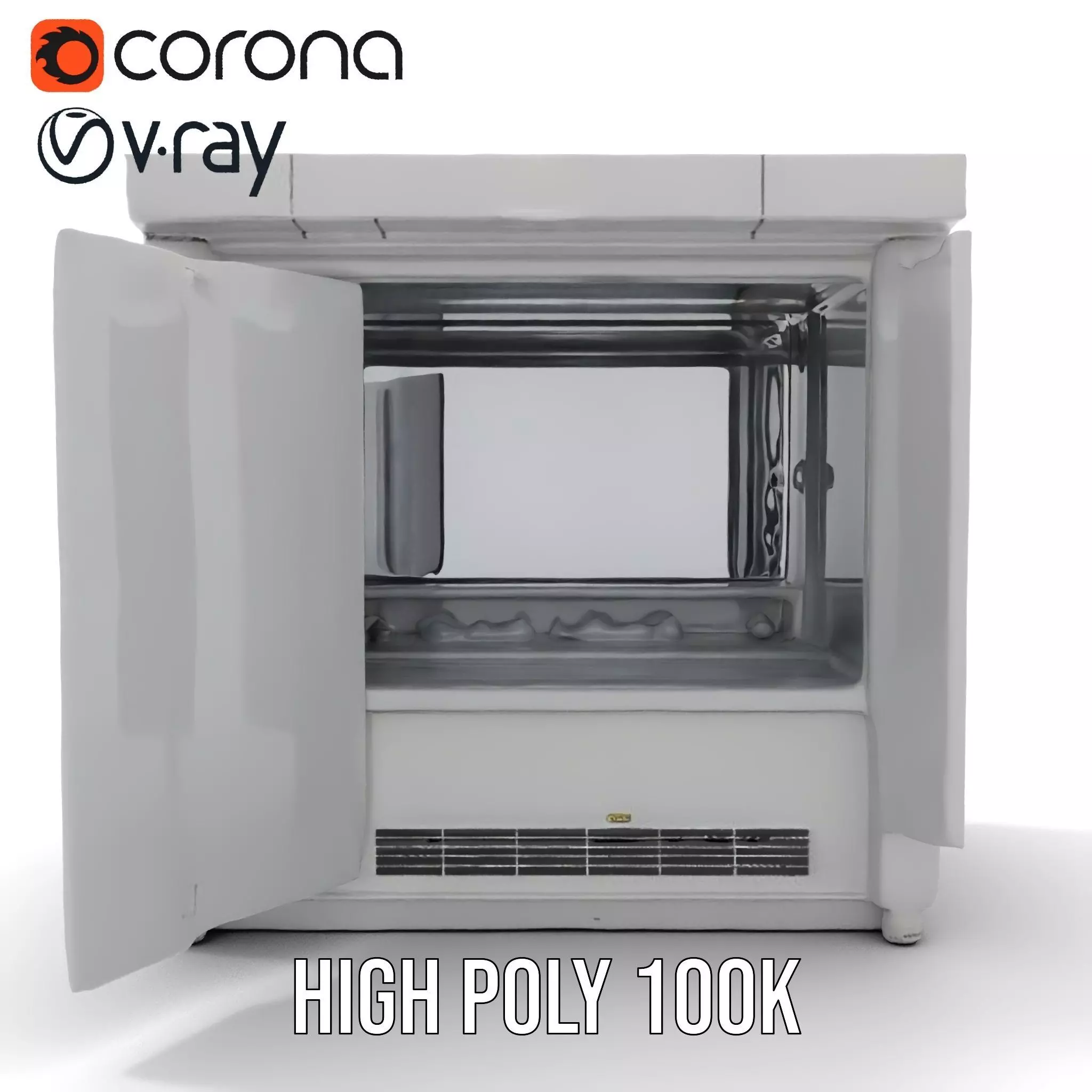 Stainless Steel Freezer model pack Low-poly 3D model_26