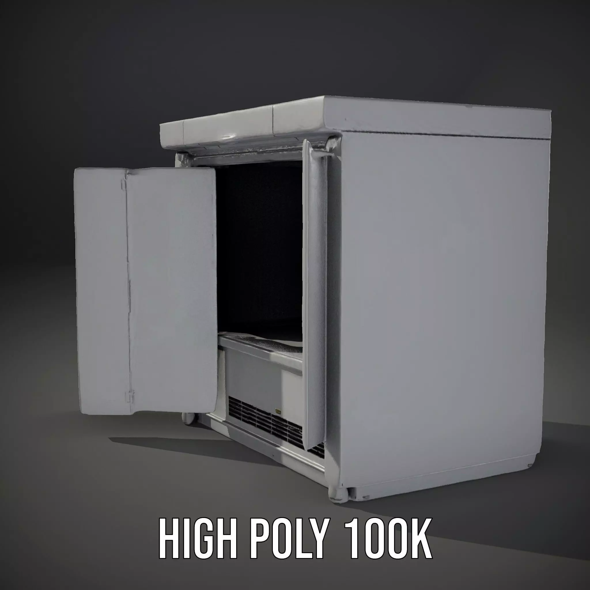 Stainless Steel Freezer model pack Low-poly 3D model_8