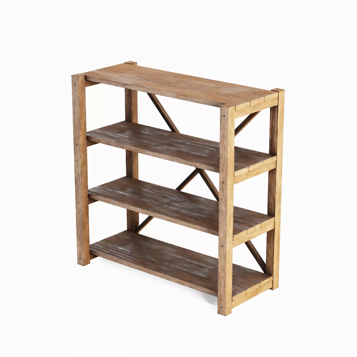 Wide Pottery Shelf A 05 Low-poly 3D model_4