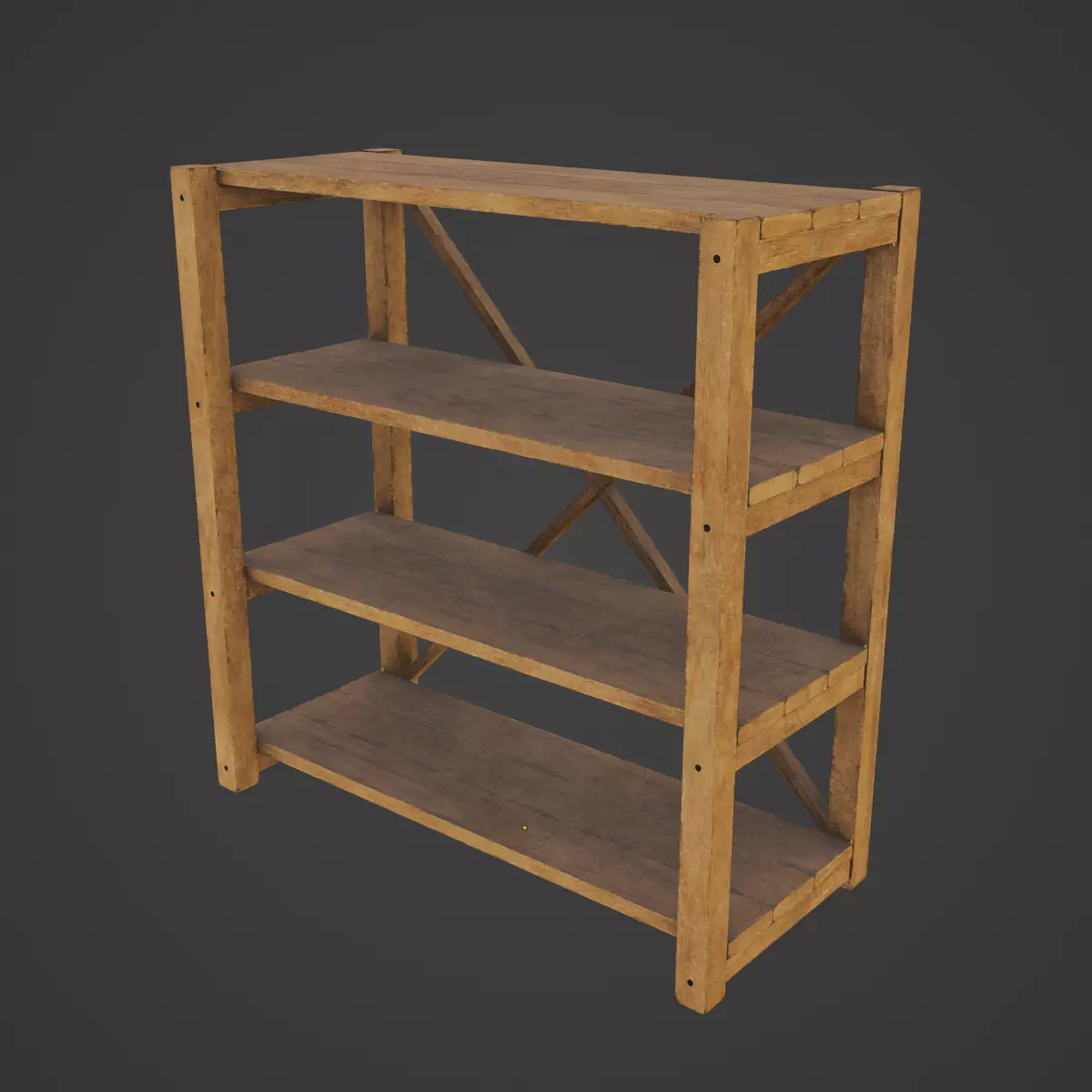Wide Pottery Shelf A 05 Low-poly 3D model_6