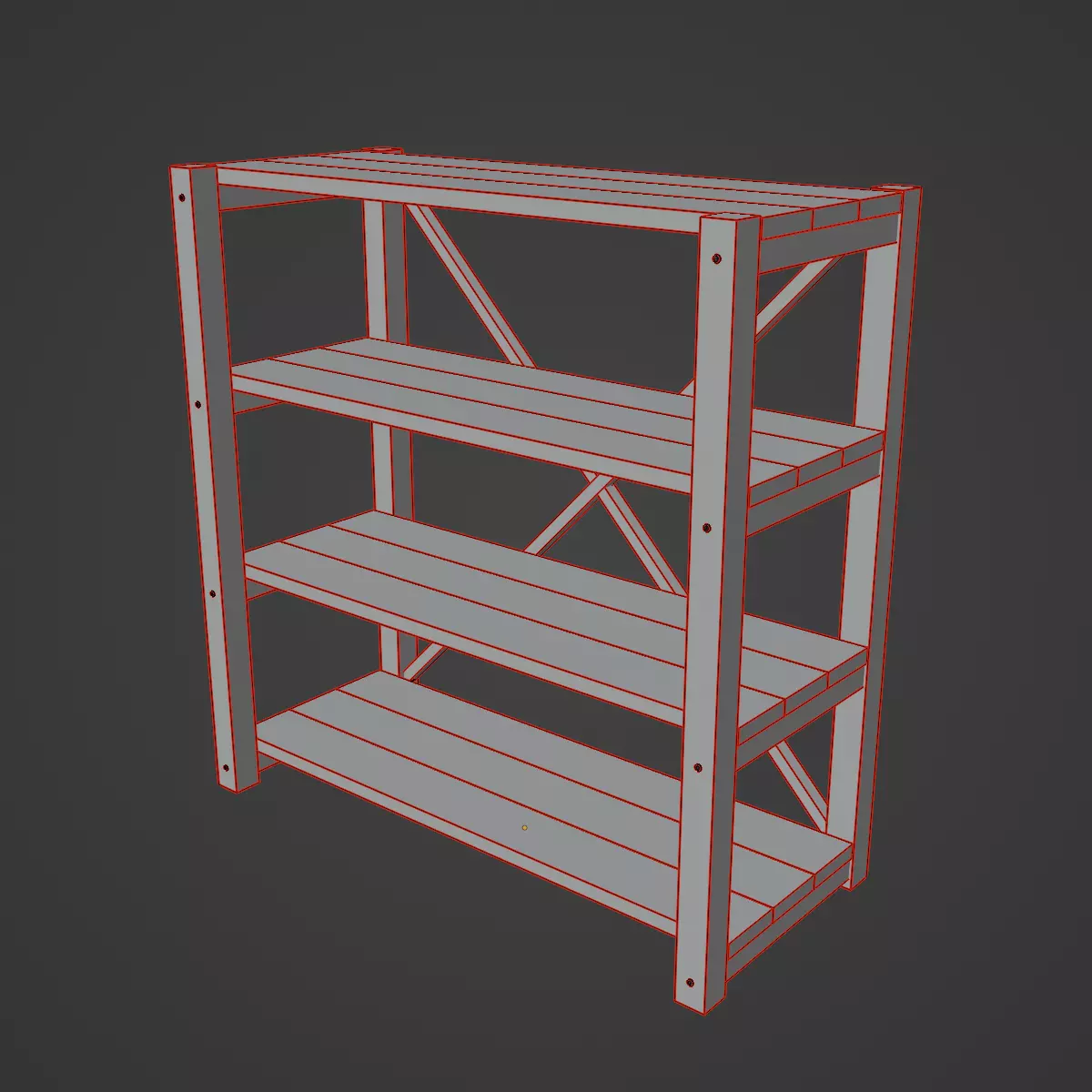 Wide Pottery Shelf A 05 Low-poly 3D model_8