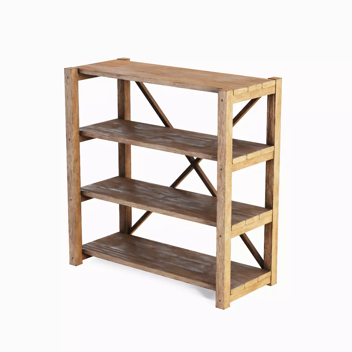 Wide Pottery Shelf A 05 Low-poly 3D model_1