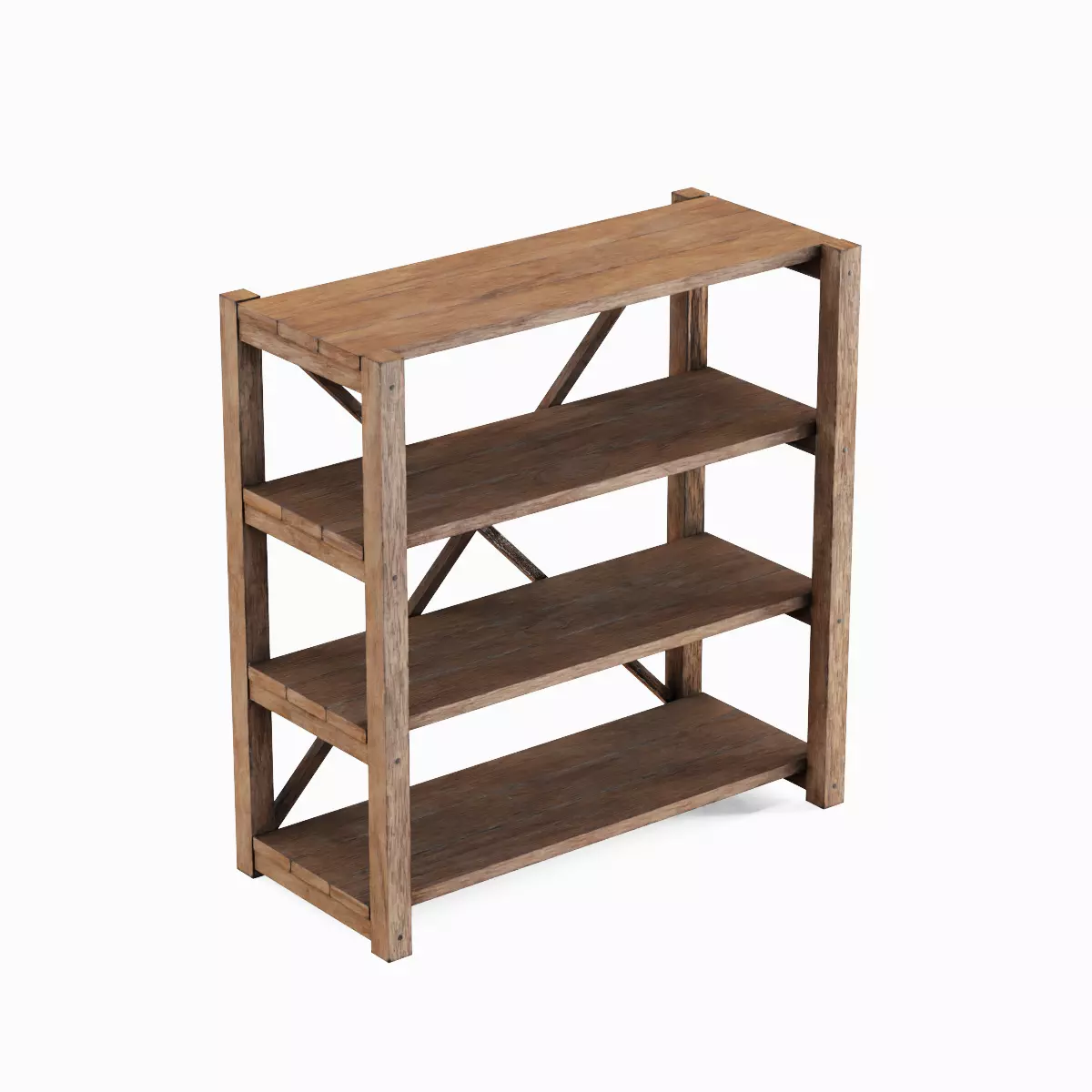 Wide Pottery Shelf A 05 Low-poly 3D model_0