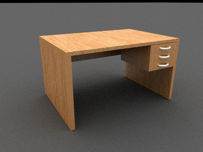 Wooden Desk Low-poly 3D model