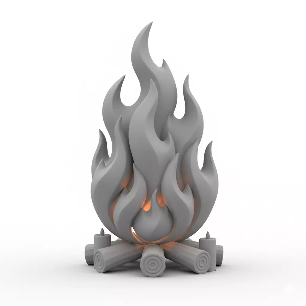 3D Model of Bonfire Halloween Fire Pit Spooky Campfire Scene 3D print model_0