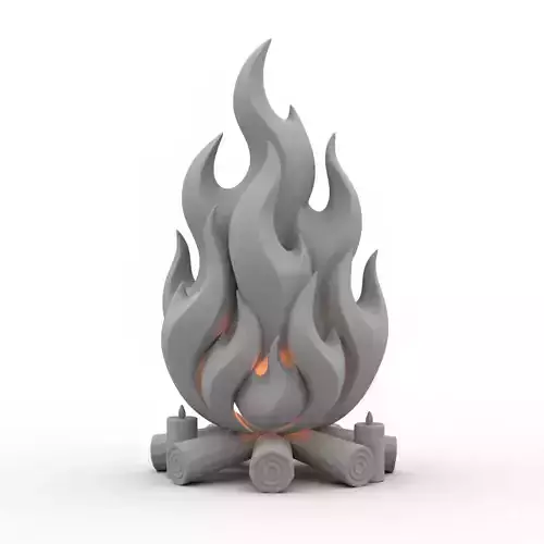 3D Model of Bonfire Halloween Fire Pit Spooky Campfire Scene
