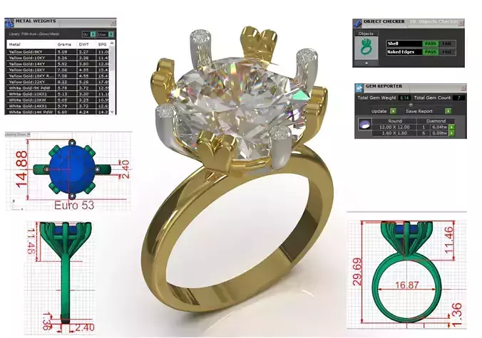 Bridal wedding solitaire stl 3dm ring model sr0099