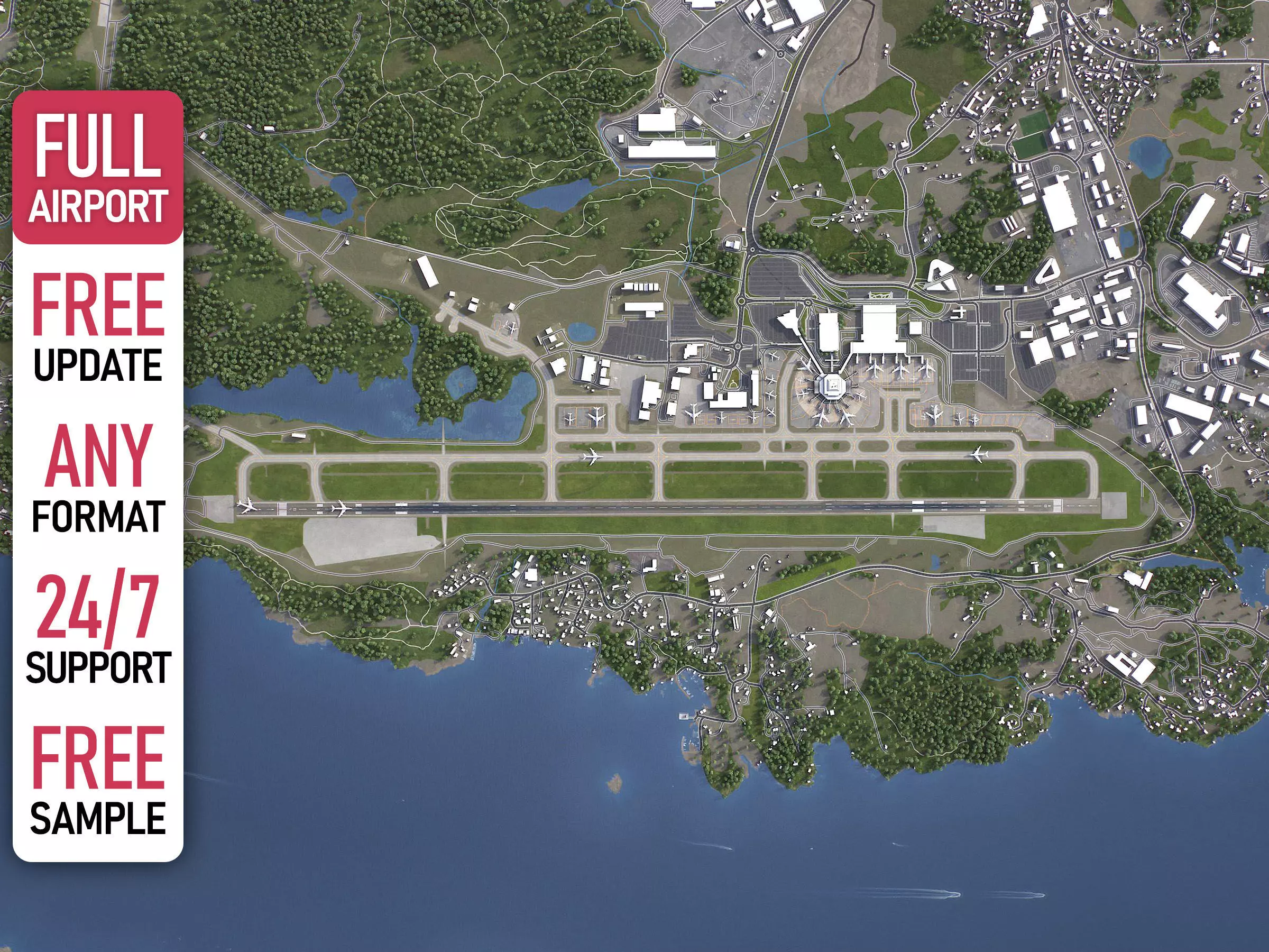 Bergen - 3D Airport Model Low-poly 3D model