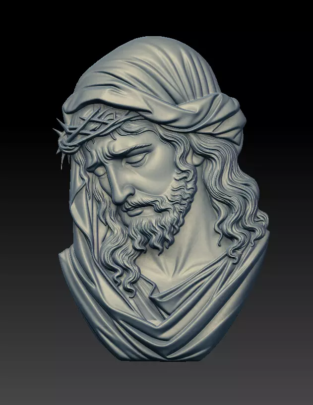 Jesus Christ with Crown of Thorns 3D print model_1
