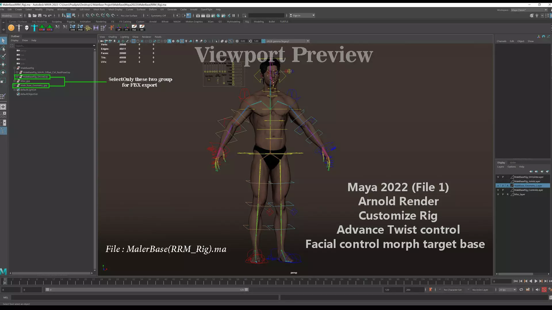Male Base Rig Low-poly 3D model_28