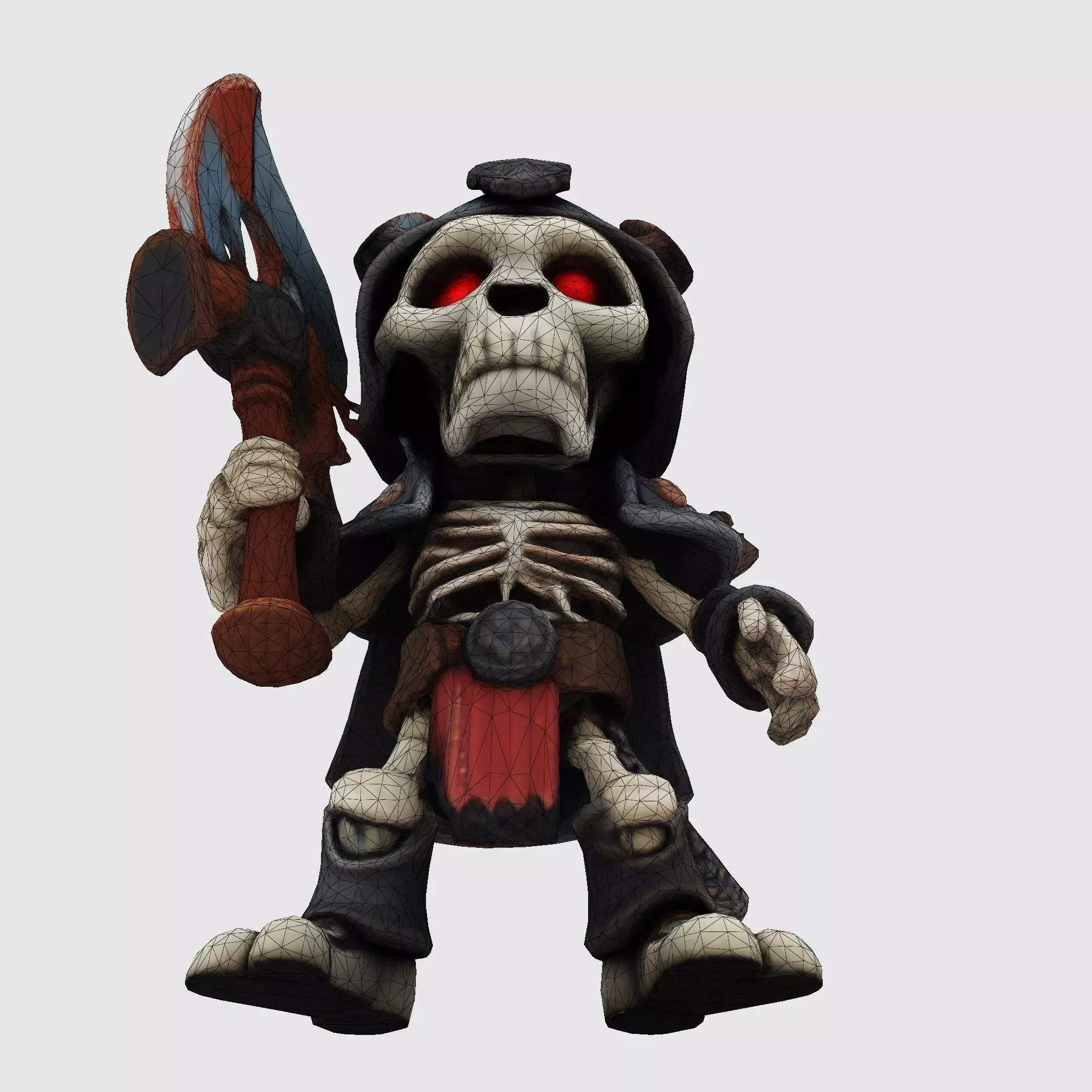 Low Poly Cute Skeleton Warrior 3D Model Print Ready 3D print model_30